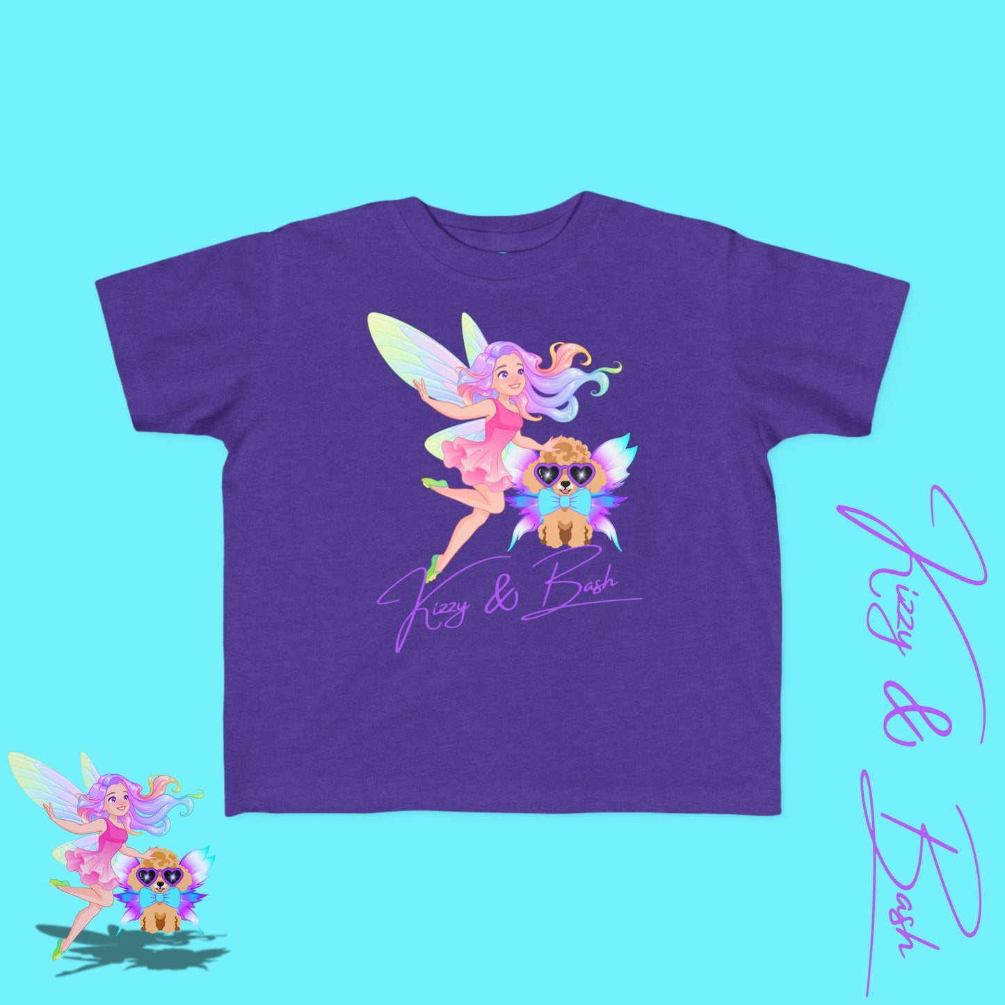Kizzy & Bash Logo T-Shirt for Toddlers Whimsical Fairy and Toy Poodle Fairy Puppy Tee Fairycore Graphic Tee for Toddlers Dog Lovers Gift Shirt for Toddler's Fine Jersey Tee