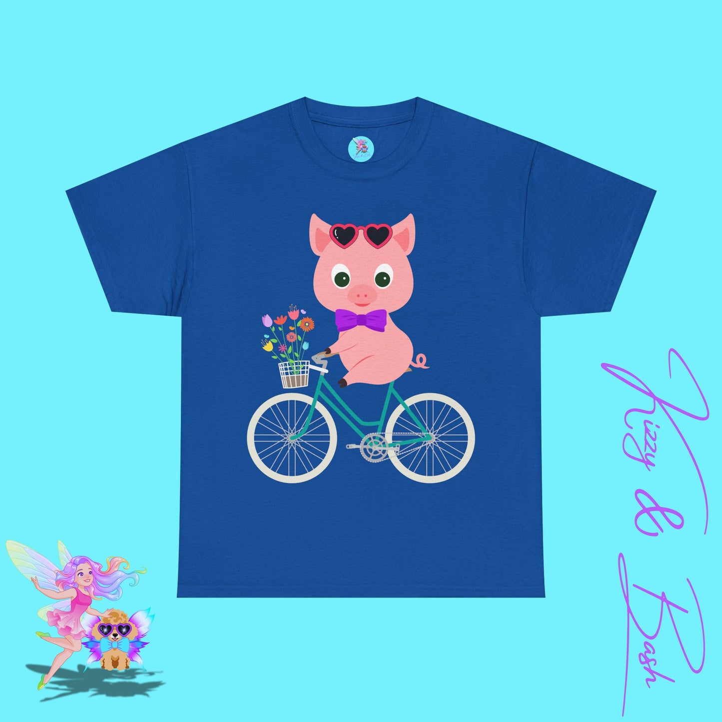 Adorable Pig Riding a Bicycle T-Shirt Cute Pig Shirt for Her Funny Animal T-Shirt Gift for Pig Lovers Funny Gift for Bicyclists Unique Spring Tee Unisex Heavy Cotton Tee