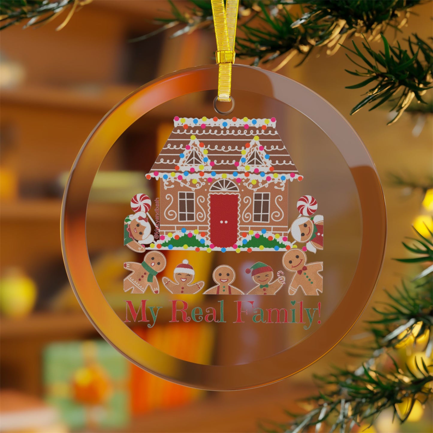 Cute Gingerbread Holiday Ornament Gingerbread Family Glass Ornament My Real Family Christmas Ornament Perfect Gift for Bakers Unique Gift for Gingerbread Lovers Gingerbread Christmas Gift Idea