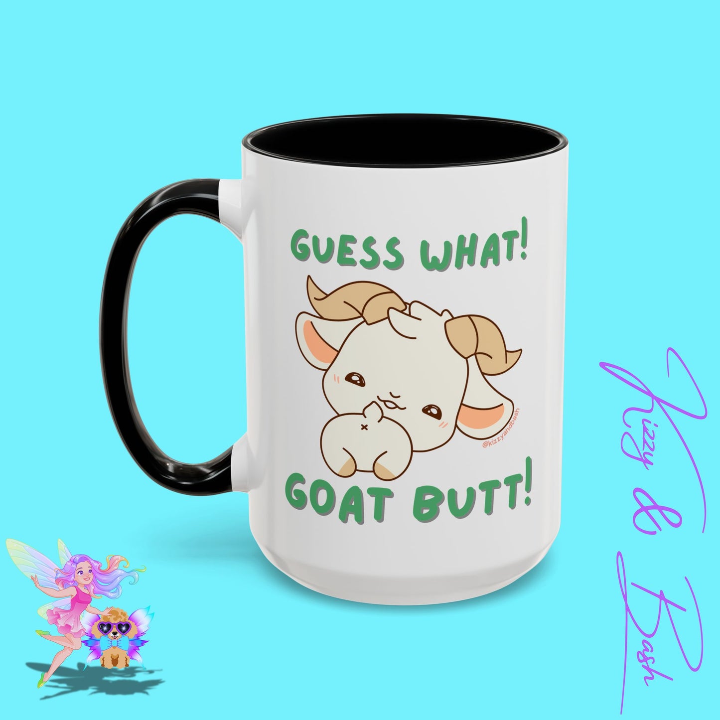 Funny Goat Mug Perfect Gift for Goat Lovers Hilarious Goat Butt Coffee Mug Punny Animal Mug for Friends and Family Cute Farm Animal Mug Funny Farm Animal Coffee Mug Guess What Goat Butt Chicken Butt Joke Pun Accent Coffee Mug - 11, 15oz