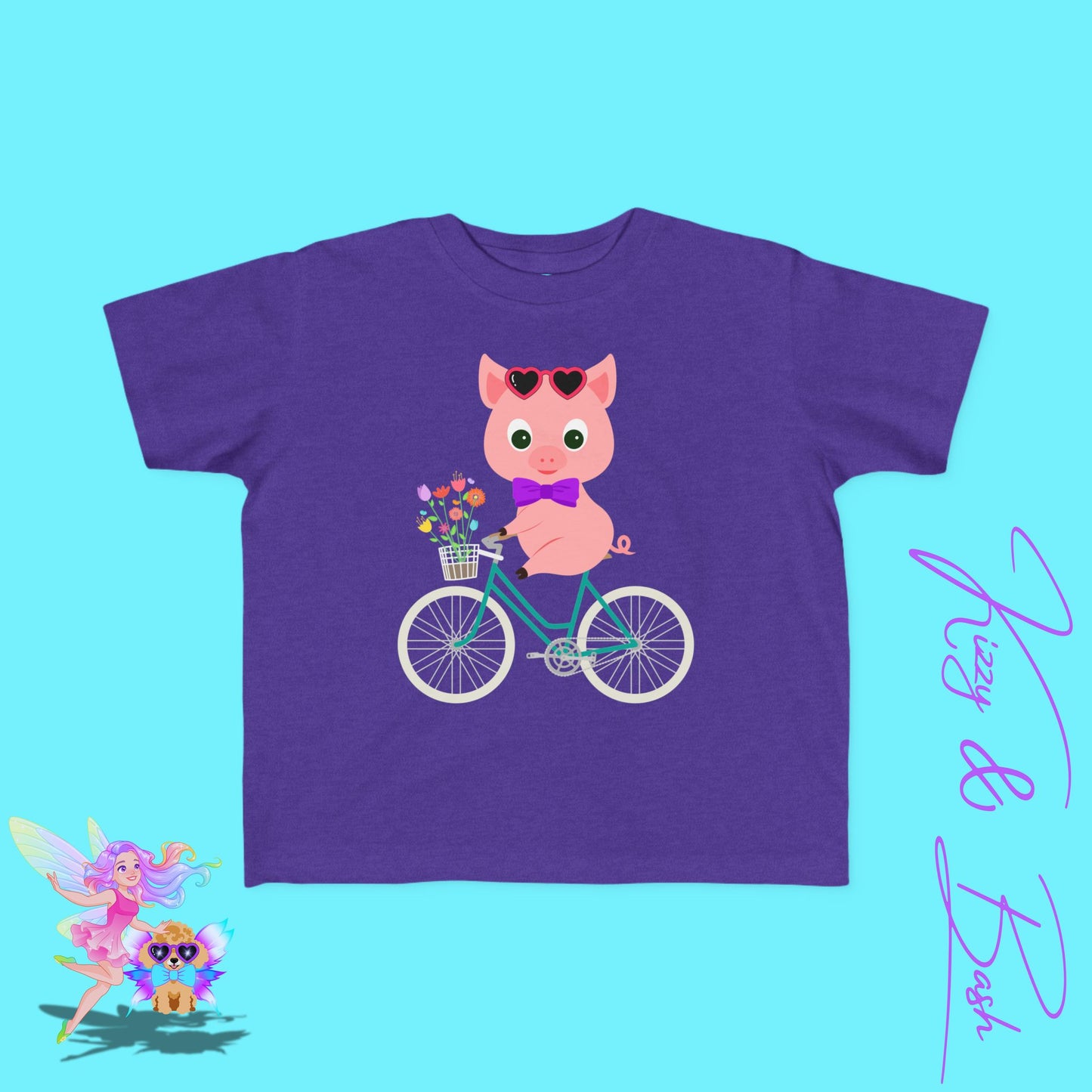 Cute Pig Riding a Bicycle T-Shirt for Toddlers Spring Animalcore Tee Unique Farmcore Gift Idea Perfect Gift for Pig Lovers Bicycle Enthusiasts Shirt Funny Animal Shirt for Toddler's Fine Jersey Tee