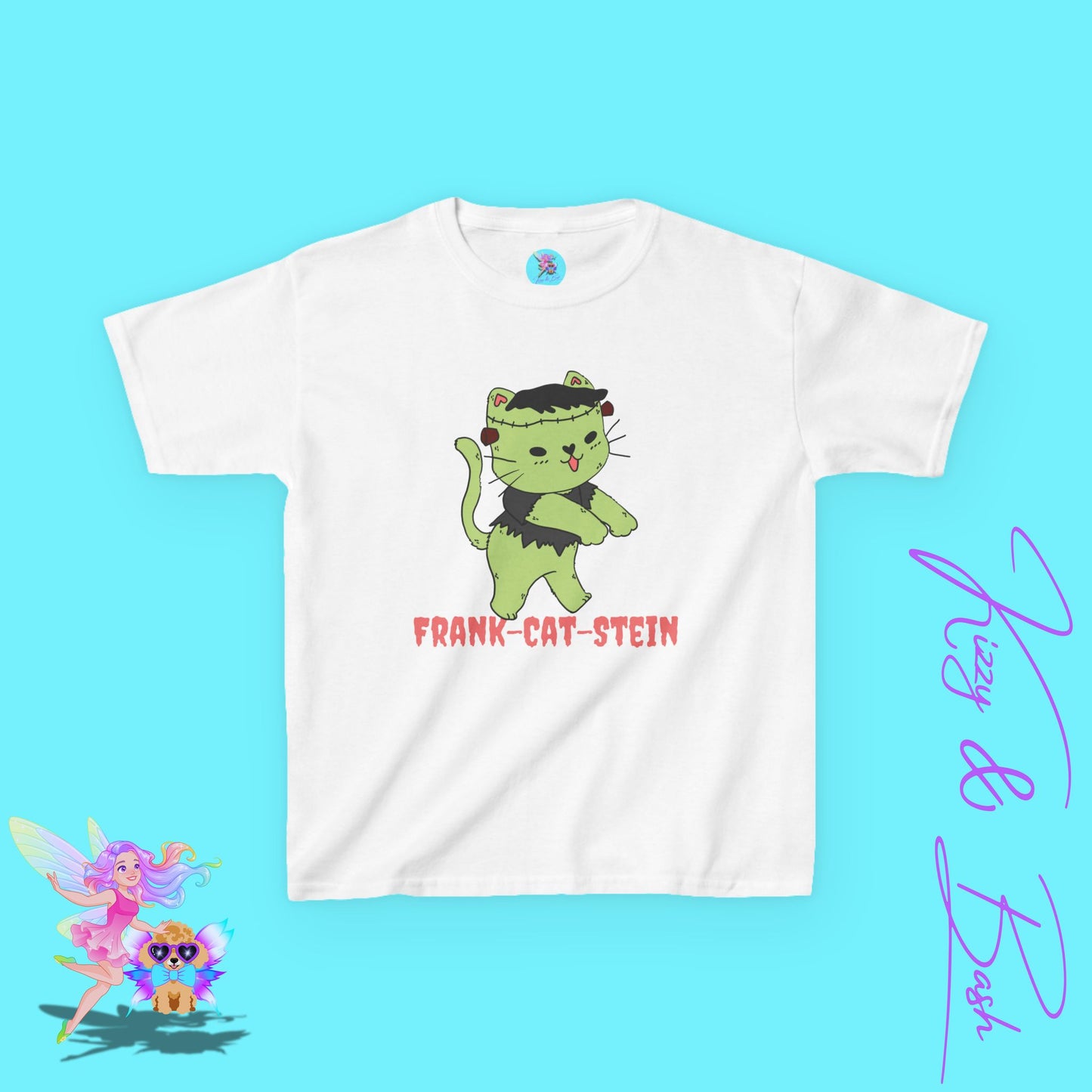 Frankenstein Kitty Cat Halloween Shirt for Kids Cute Cryptidcore Graphic Tee Cryptidcore Sasquatch Halloween Shirt Gift for Cat Lovers Spooky Halloween Gift Tee for Kids Heavy Cotton™ Tee