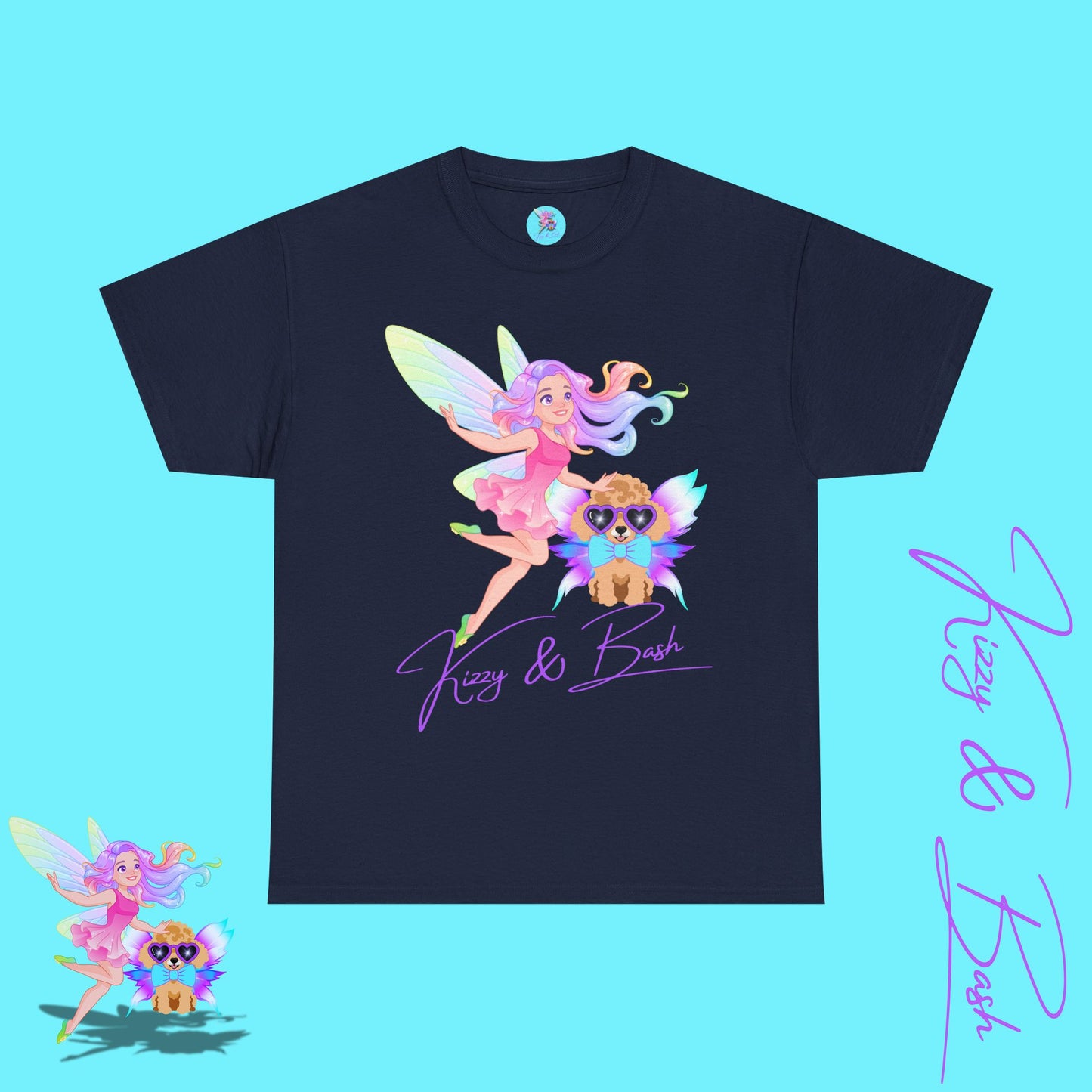 Kizzy & Bash Signature Shirt Unique Fairycore Gift Idea Colorful Fairy and Toy Poodle Fairy Shirt Fun Shirt for Dog Mom Perfect Gift for Fairy Lovers Beautiful Fairy Shirt Poodle Lover Gift Unisex Heavy Cotton Tee