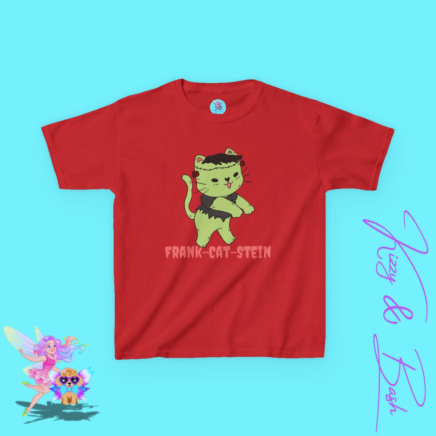 Frankenstein Kitty Cat Halloween Shirt for Kids Cute Cryptidcore Graphic Tee Cryptidcore Sasquatch Halloween Shirt Gift for Cat Lovers Spooky Halloween Gift Tee for Kids Heavy Cotton™ Tee