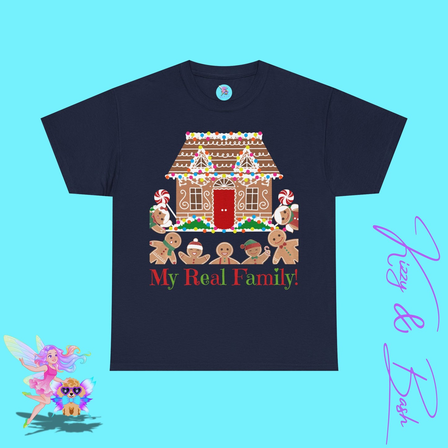 Gingerbread Family T-Shirt for Adults My Real Family Found Family Gift Idea Unique Gingerbread Gift for Gingerbread Lovers White Elephant Gift Exchange Idea Funny Christmas Cookies Tee Unisex Heavy Cotton Tee