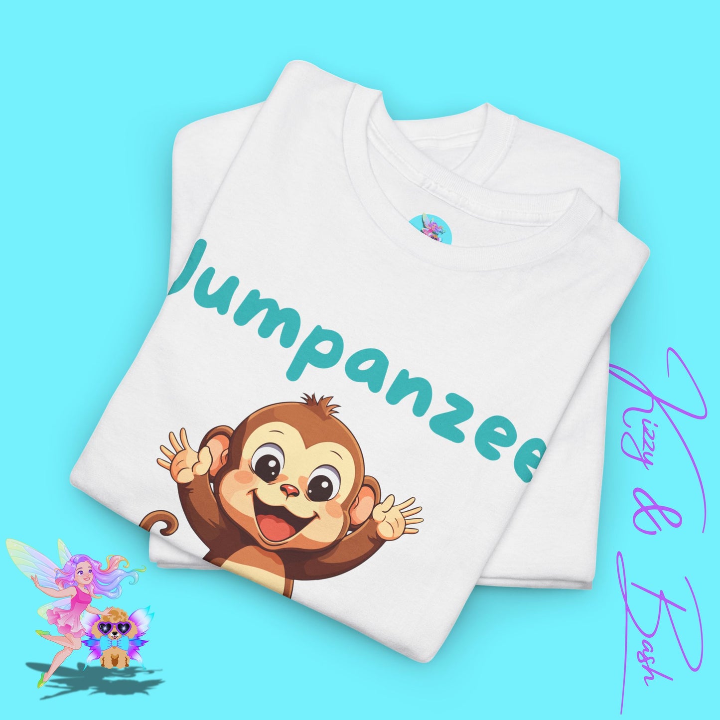 Jumpanzee T-Shirt Cute Monkey Jumping on a Trampoline T-Shirt Funny Animal Antics Shirt Trampoline Park Shirt Unique Monkey Lover Gift Idea Unisex Heavy Cotton Tee