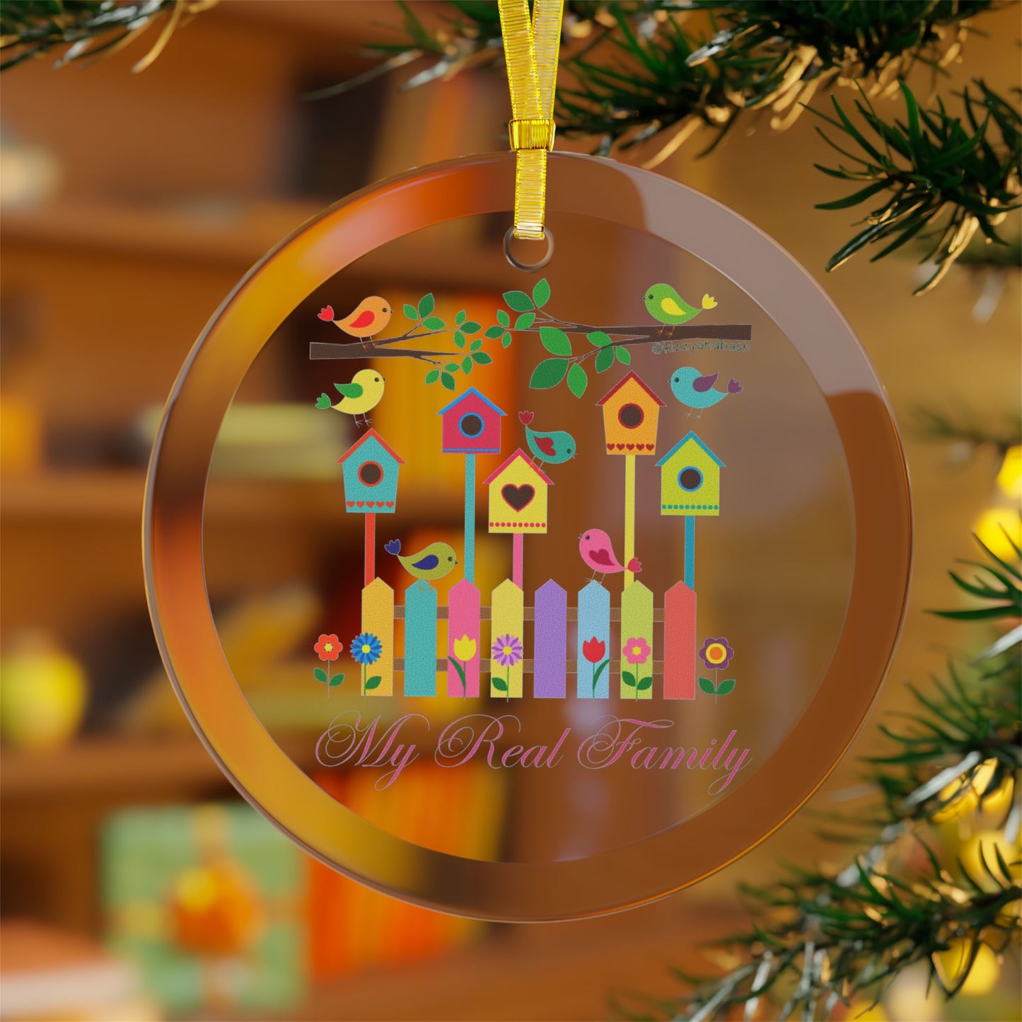 Beautiful Birds Christmas Ornament My Real Family Glass Ornaments Nature Lover Gift Idea Unique Gift for Bird Lovers Perfect Christmas Gift for Birdwatchers Colorful Birds Holiday Ornament