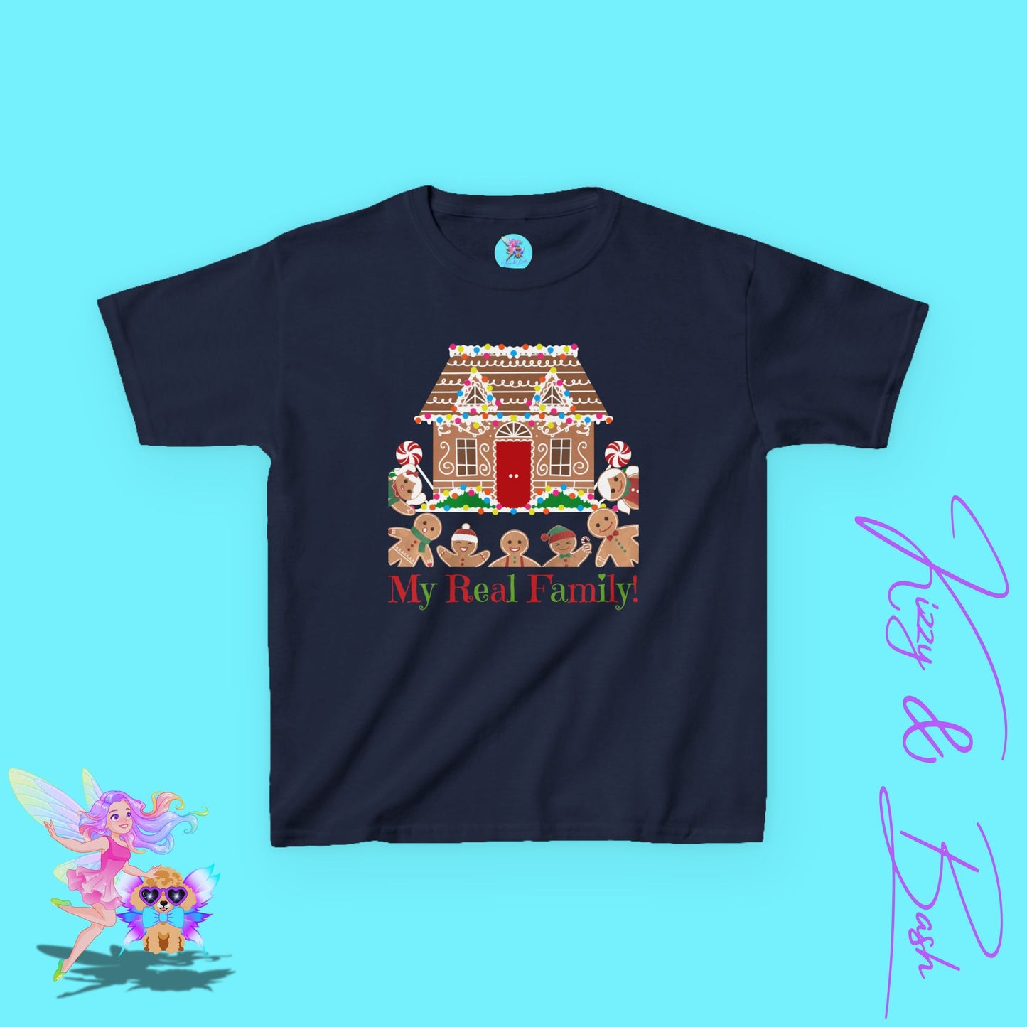 Gingerbread Family Christmas Shirt for Kids My Real Family Holiday T-Shirt Funny Christmas Shirt Gift for Gingerbread Lovers Christmas Cookies Shirt for Kids Heavy Cotton™ Tee