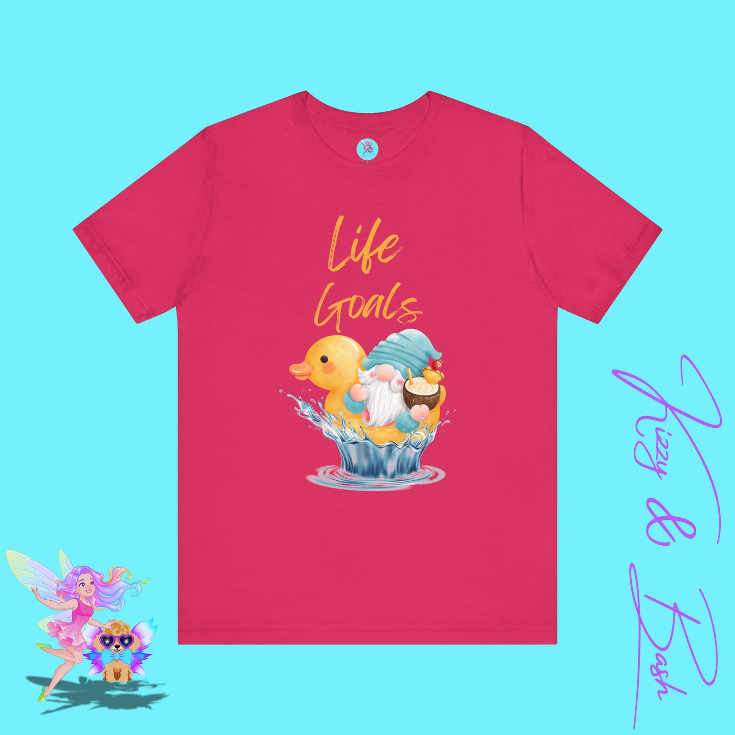Life Goals Gnome Shirt Funny Summer Tee Gnome and Rubber Ducky with Cocktail Funny Vacation Gnome Shirt Cute Beach Tee Rubber Ducky Lover Gift Adult Unisex Jersey Short Sleeve Tee