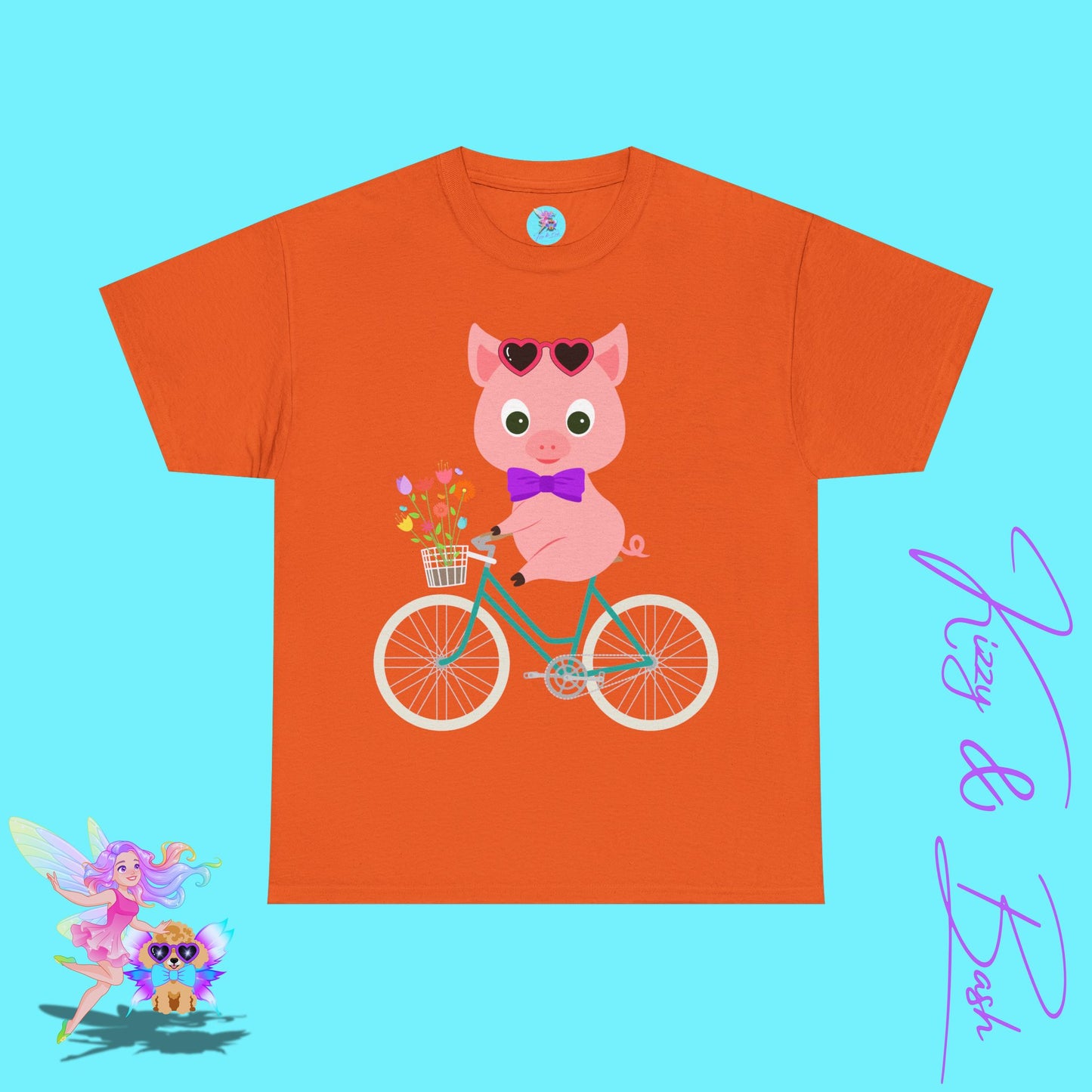 Adorable Pig Riding a Bicycle T-Shirt Cute Pig Shirt for Her Funny Animal T-Shirt Gift for Pig Lovers Funny Gift for Bicyclists Unique Spring Tee Unisex Heavy Cotton Tee