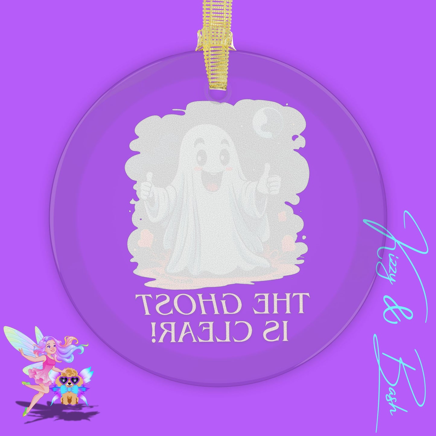 Funny Halloween Gift Cute Ghost Ornament Perfect Christmas Gift for Halloween Lovers Funny Paranormal Investigator Gift The Ghost is Clear The Coast is Clear Punny Glass Ornaments