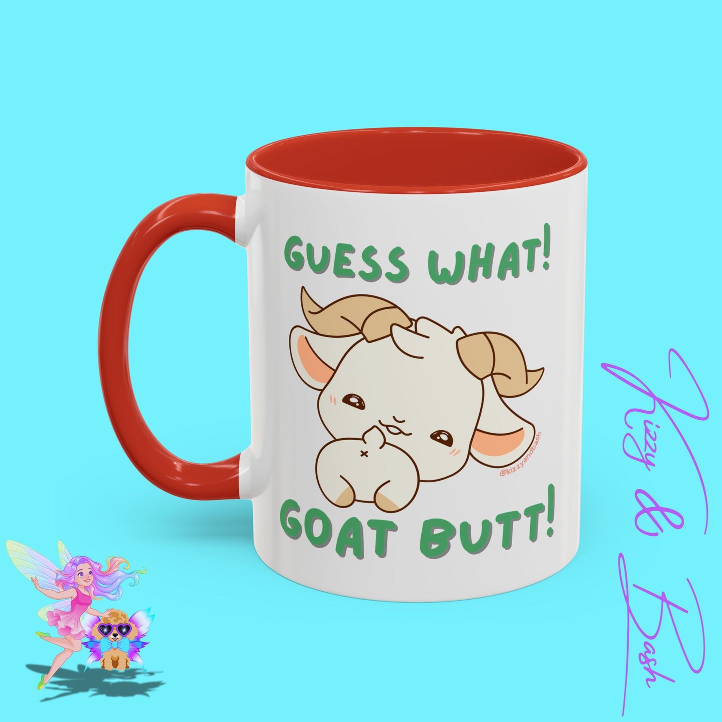 Funny Goat Mug Perfect Gift for Goat Lovers Hilarious Goat Butt Coffee Mug Punny Animal Mug for Friends and Family Cute Farm Animal Mug Funny Farm Animal Coffee Mug Guess What Goat Butt Chicken Butt Joke Pun Accent Coffee Mug - 11, 15oz