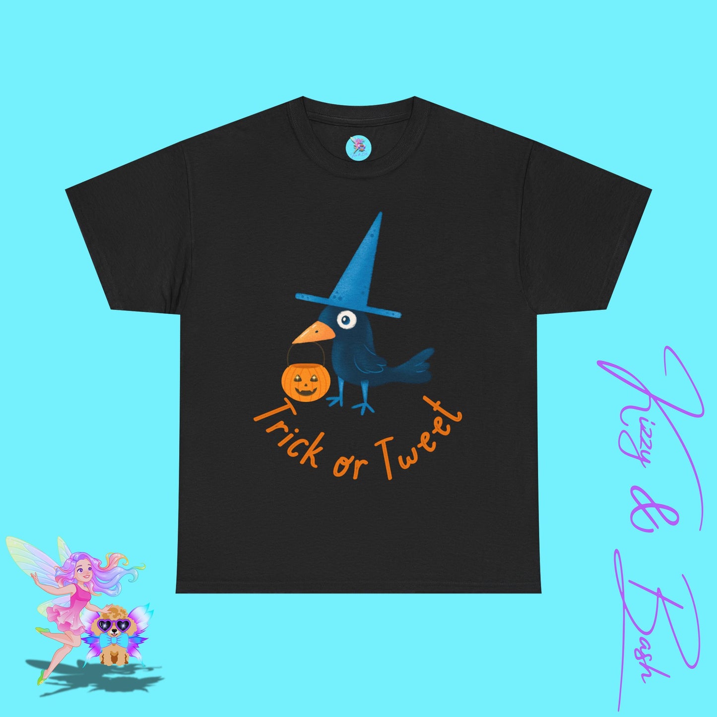 Halloween Black Bird Trick-or-Treat Shirt Punny Halloween T-Shirt for Him or Her Trick-or-Tweet Pun Tee Funny Halloween Gift Idea Cute Raven Tee Fun Crow Shirt Unique Halloween Gift Idea Unisex Heavy Cotton Tee