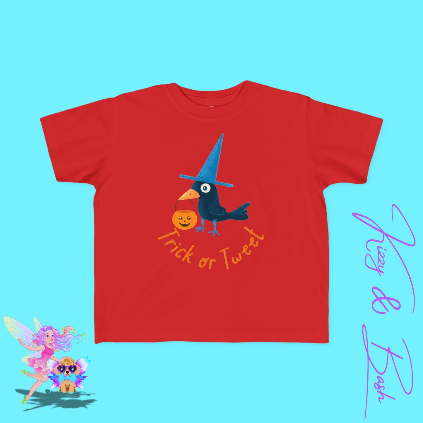 Trick-or-Tweet Black Bird Halloween Shirt for Toddlers Cute and Funny Fall Tee Halloween Gift Idea for Toddlers Halloween Pun Shirt for Toddler's Fine Jersey Tee