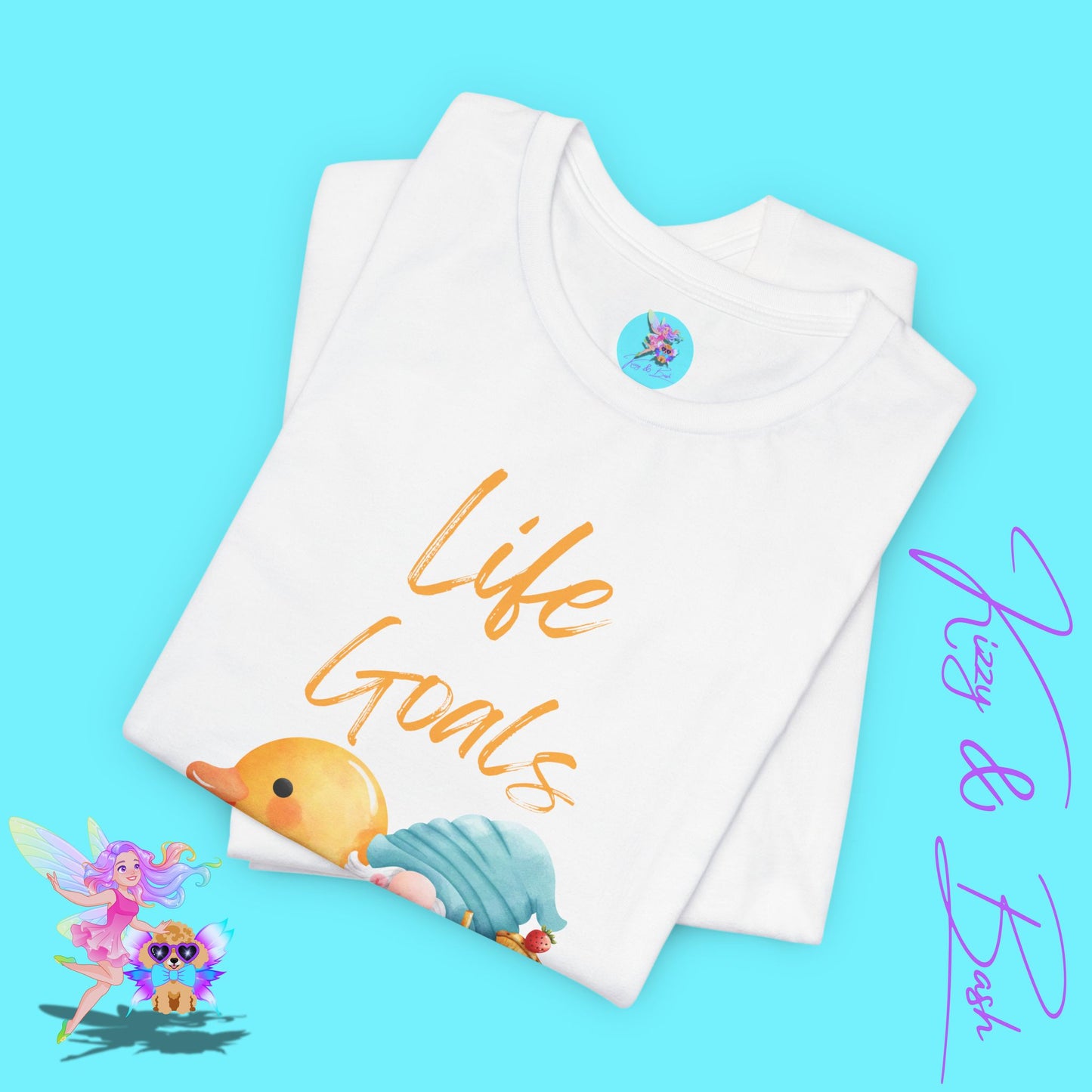 Life Goals Gnome Shirt Funny Summer Tee Gnome and Rubber Ducky with Cocktail Funny Vacation Gnome Shirt Cute Beach Tee Rubber Ducky Lover Gift Adult Unisex Jersey Short Sleeve Tee
