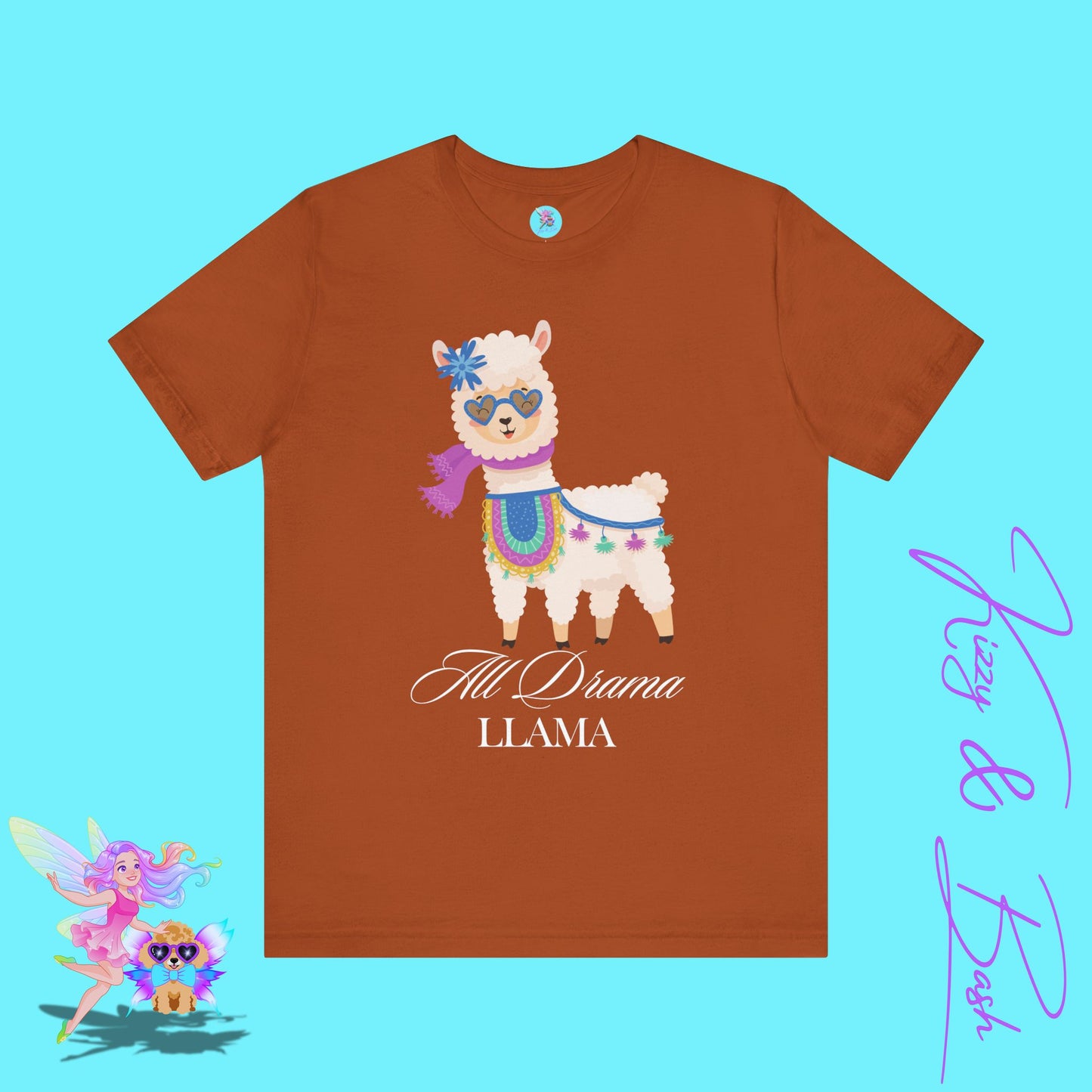 All Drama Llama T-Shirt Funny Pun Tee for Animal Lovers Stylish Llama Lover Gift Tee Gift for Llama Lovers Adult Unisex Jersey Short Sleeve Tee