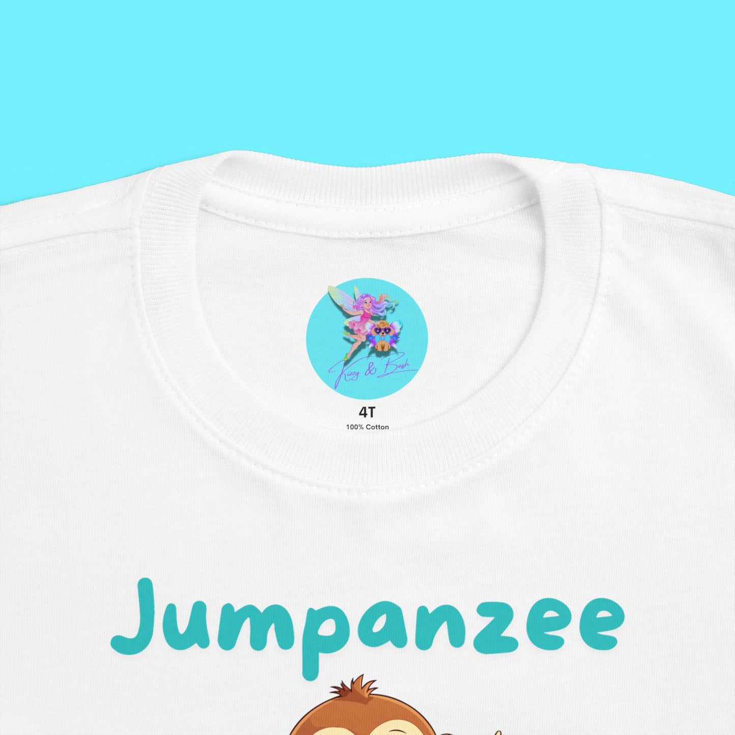 Jumpanzee Jumping Monkey Shirt for Toddlers Funny Pun Shirt for Him or Her Perfect Gift for Monkey Lovers Fun Zoo Field Trip Shirt Cute Animal Pun T-Shirt Hilarious Trampoline Park T-Shirt Gymnastics Lover Shirt for Toddler's Fine Jersey Tee