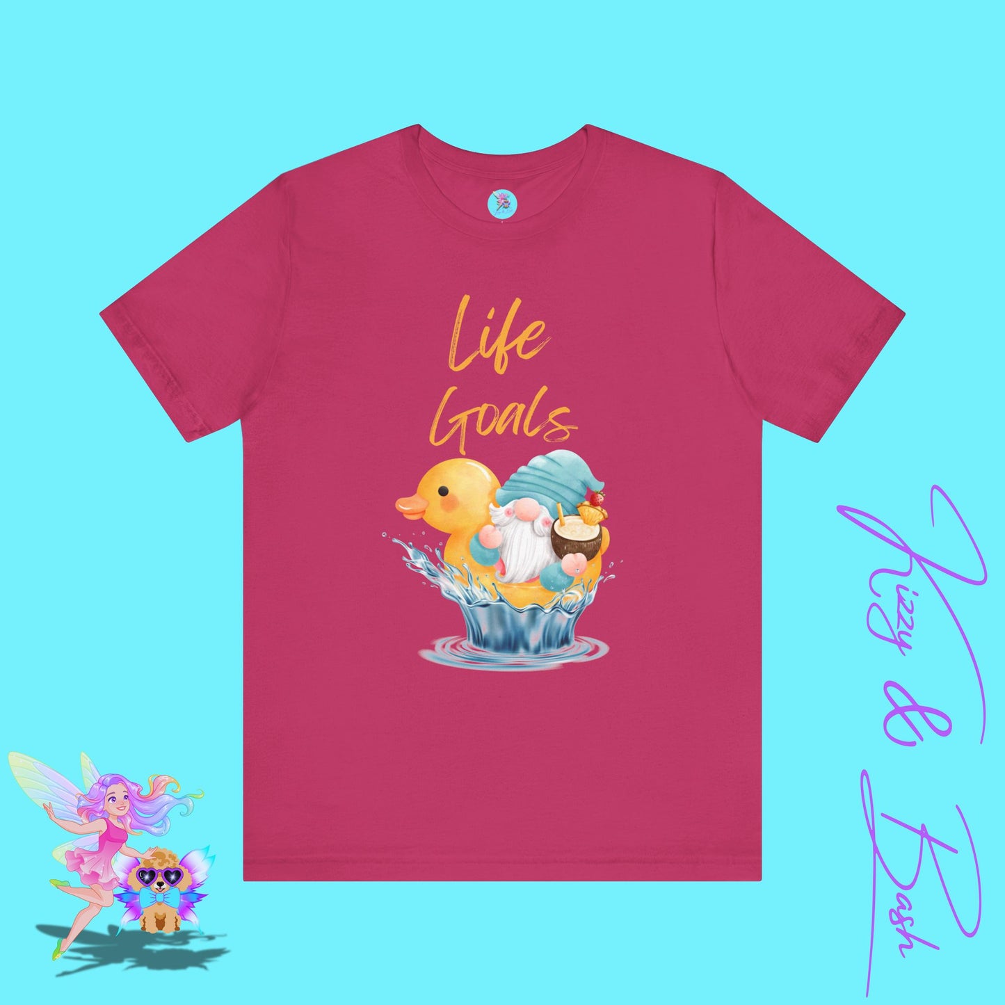Life Goals Gnome Shirt Funny Summer Tee Gnome and Rubber Ducky with Cocktail Funny Vacation Gnome Shirt Cute Beach Tee Rubber Ducky Lover Gift Adult Unisex Jersey Short Sleeve Tee