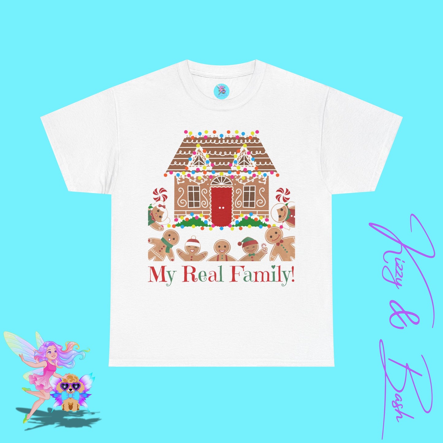 Gingerbread Family T-Shirt for Adults My Real Family Found Family Gift Idea Unique Gingerbread Gift for Gingerbread Lovers White Elephant Gift Exchange Idea Funny Christmas Cookies Tee Unisex Heavy Cotton Tee