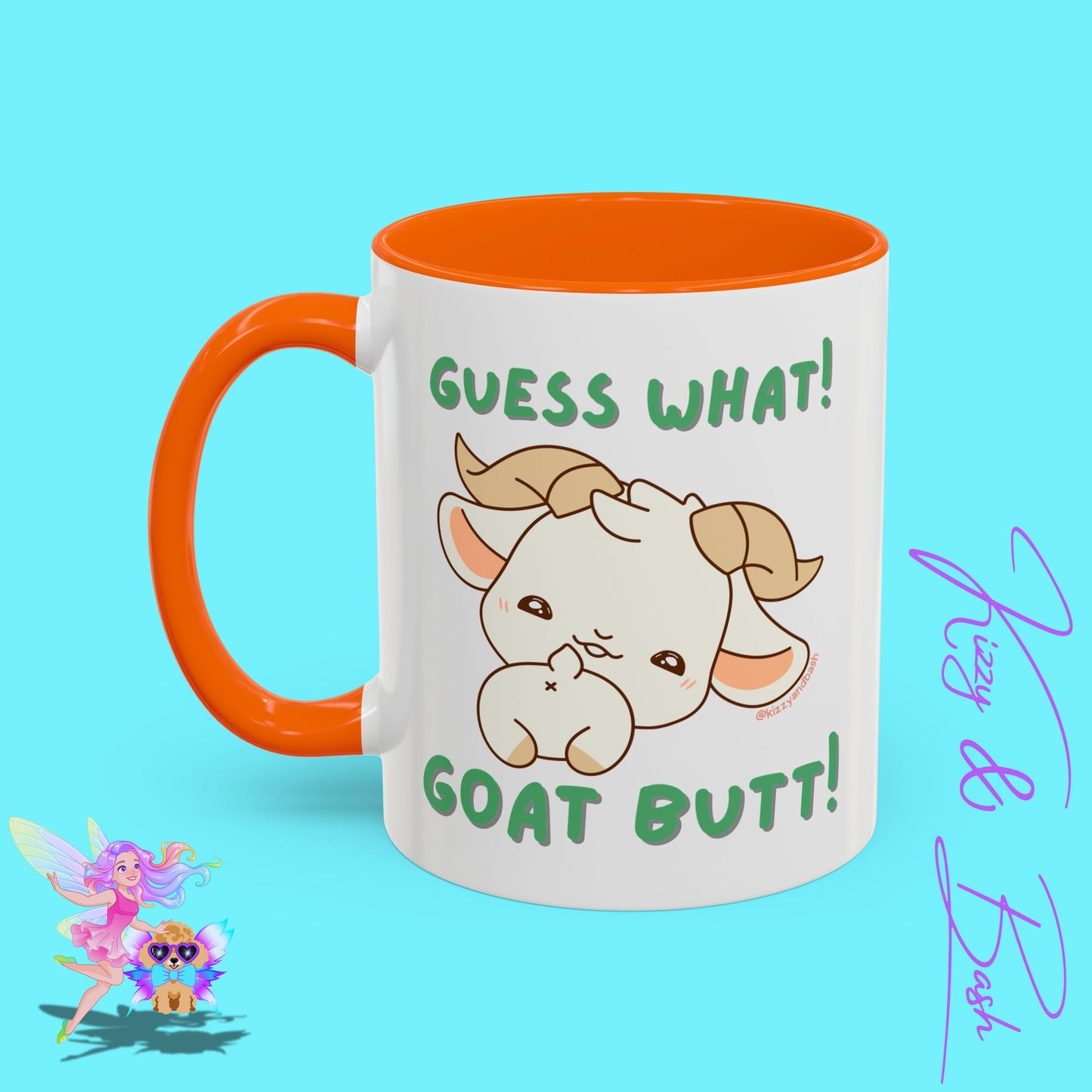 Funny Goat Mug Perfect Gift for Goat Lovers Hilarious Goat Butt Coffee Mug Punny Animal Mug for Friends and Family Cute Farm Animal Mug Funny Farm Animal Coffee Mug Guess What Goat Butt Chicken Butt Joke Pun Accent Coffee Mug - 11, 15oz