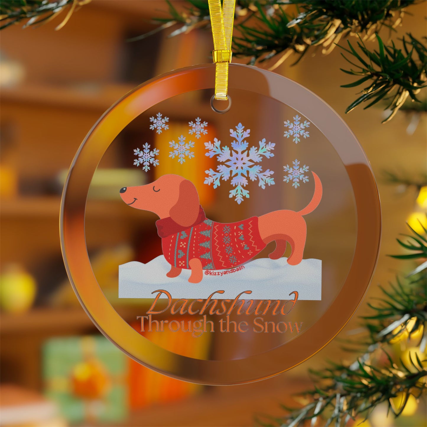 Funny Christmas Wiener Dog Ornament Unique Christmas Gift for Dog Lovers Perfect Gift for Dachshund Lovers Dachshund Through the Snow Holiday Dog Glass Ornaments