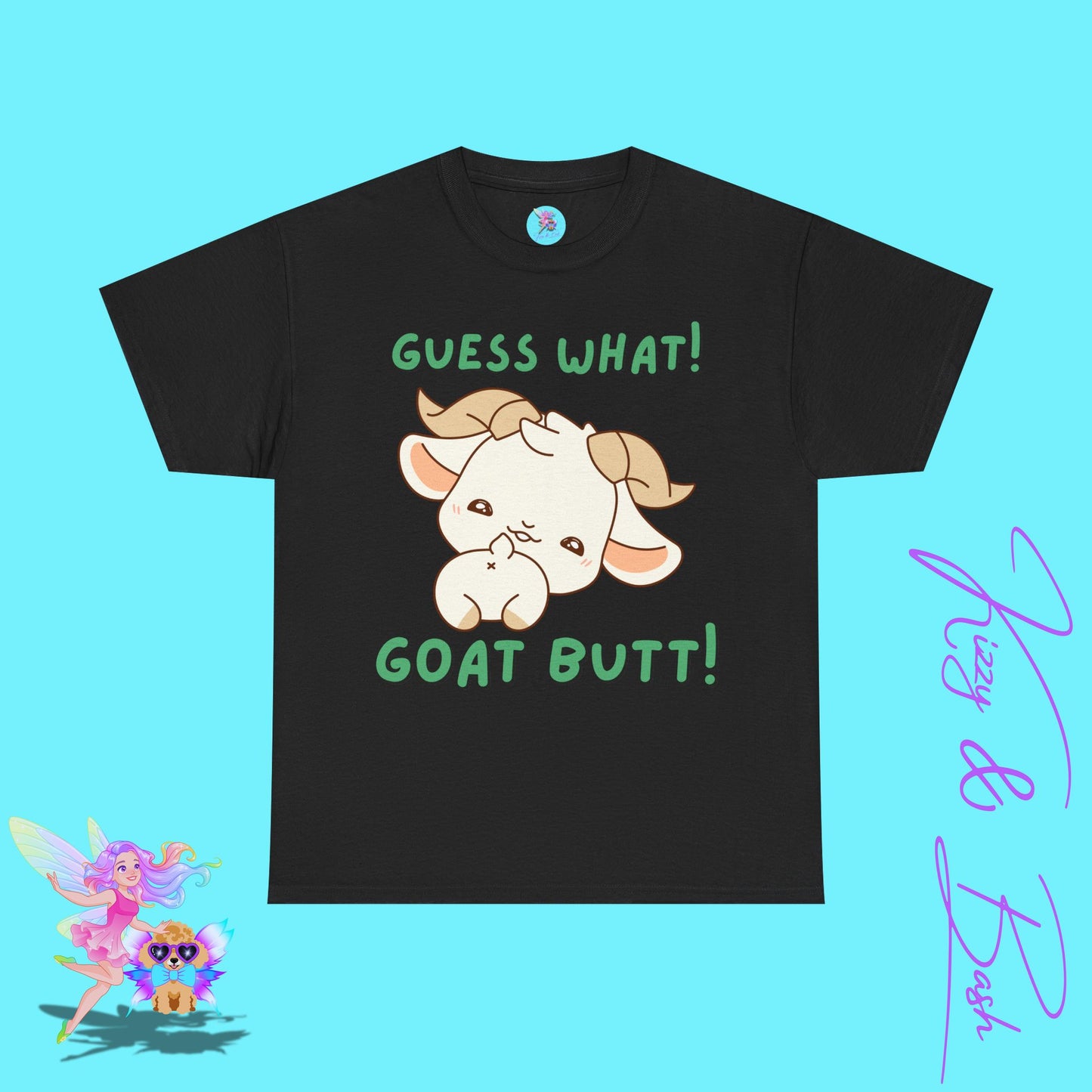 Guess What Goat Butt T-Shirt Funny Goat Shirt Hilarious Farmcore Gift Idea Funny Farm Animal Shirt Cute Animal Humor Graphic Tee for Adults Unique Gift for Goat Lovers Unisex Heavy Cotton Tee