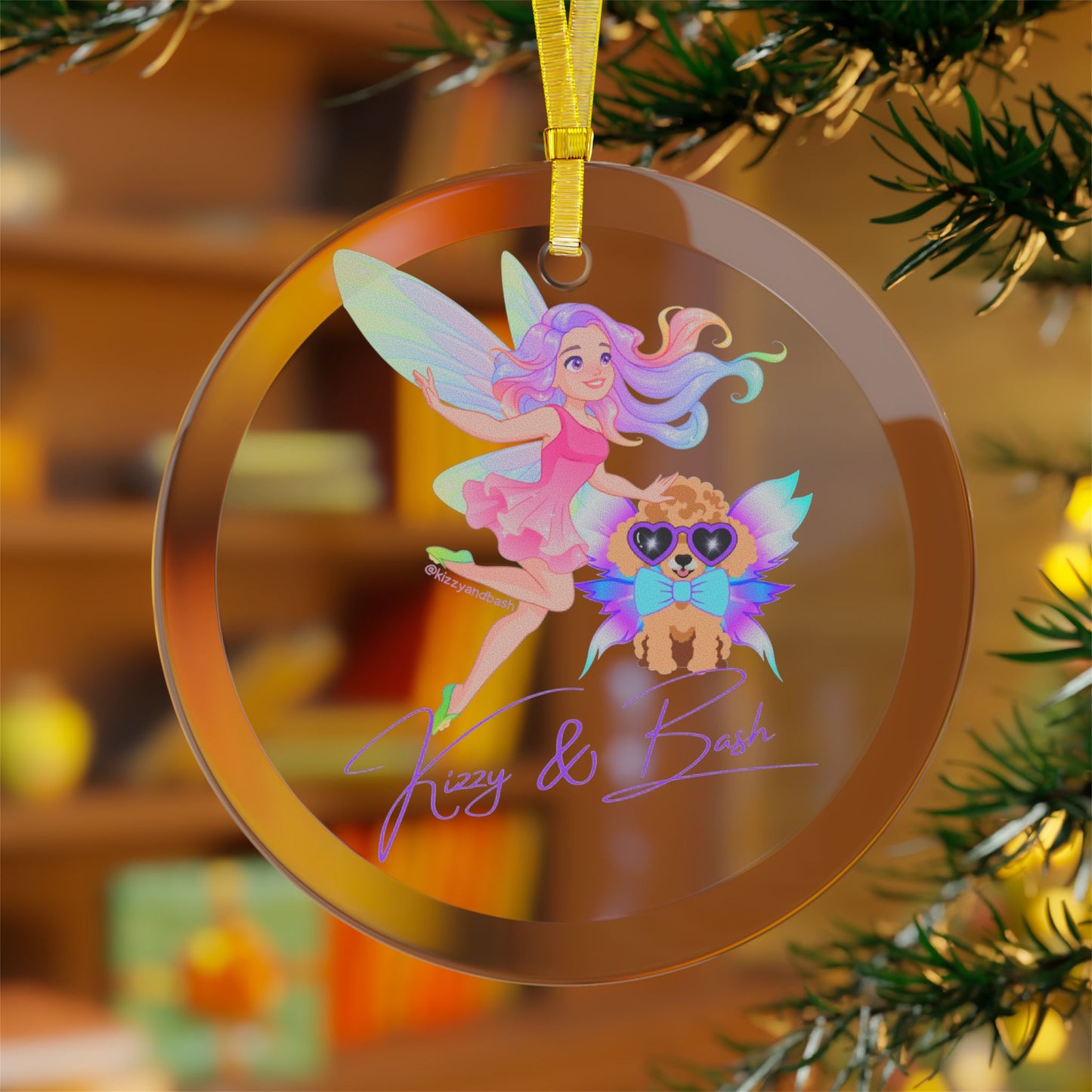 Beautiful Fairy Ornament Unique Fairy Christmas Ornament Fairy and Dog Gift Perfect Gift for Dog Lovers Red Toy Poodle Gift Idea Fun Christmas Gift Fairycore Christmas Gift Kizzy and Bash Signature Glass Ornaments