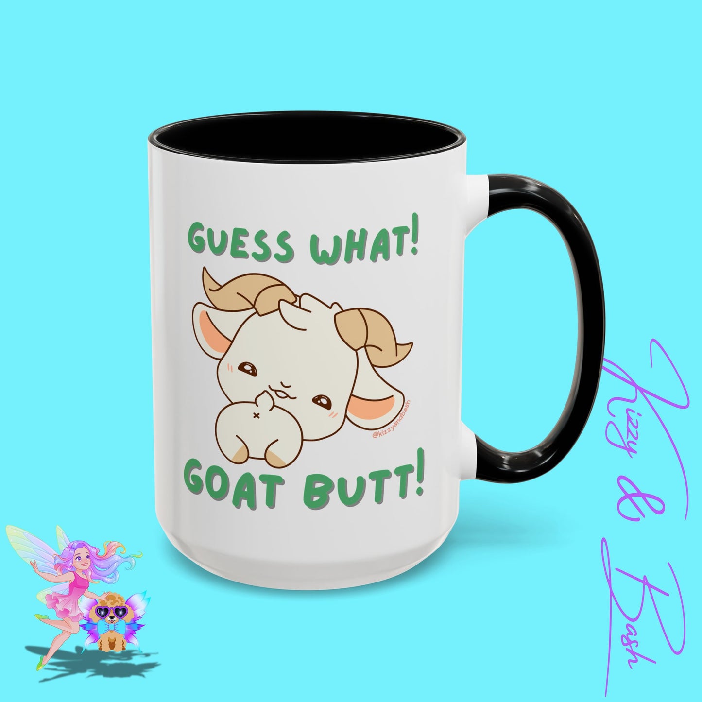Funny Goat Mug Perfect Gift for Goat Lovers Hilarious Goat Butt Coffee Mug Punny Animal Mug for Friends and Family Cute Farm Animal Mug Funny Farm Animal Coffee Mug Guess What Goat Butt Chicken Butt Joke Pun Accent Coffee Mug - 11, 15oz