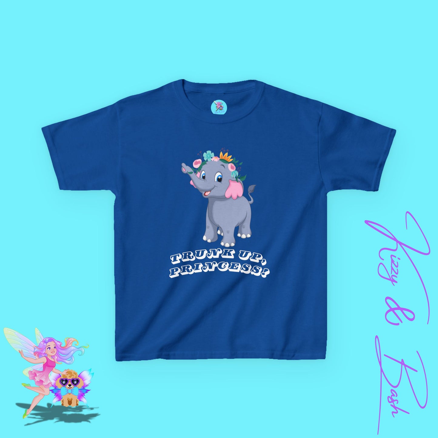 Cute Elephant Princess Shirt for Kids Trunk Up, Princess T-Shirt Gift for Elephant Lovers Cute Graphic Tee for Her Gift for Princess Lovers Elephant Shirt for Kids Heavy Cotton™ Tee