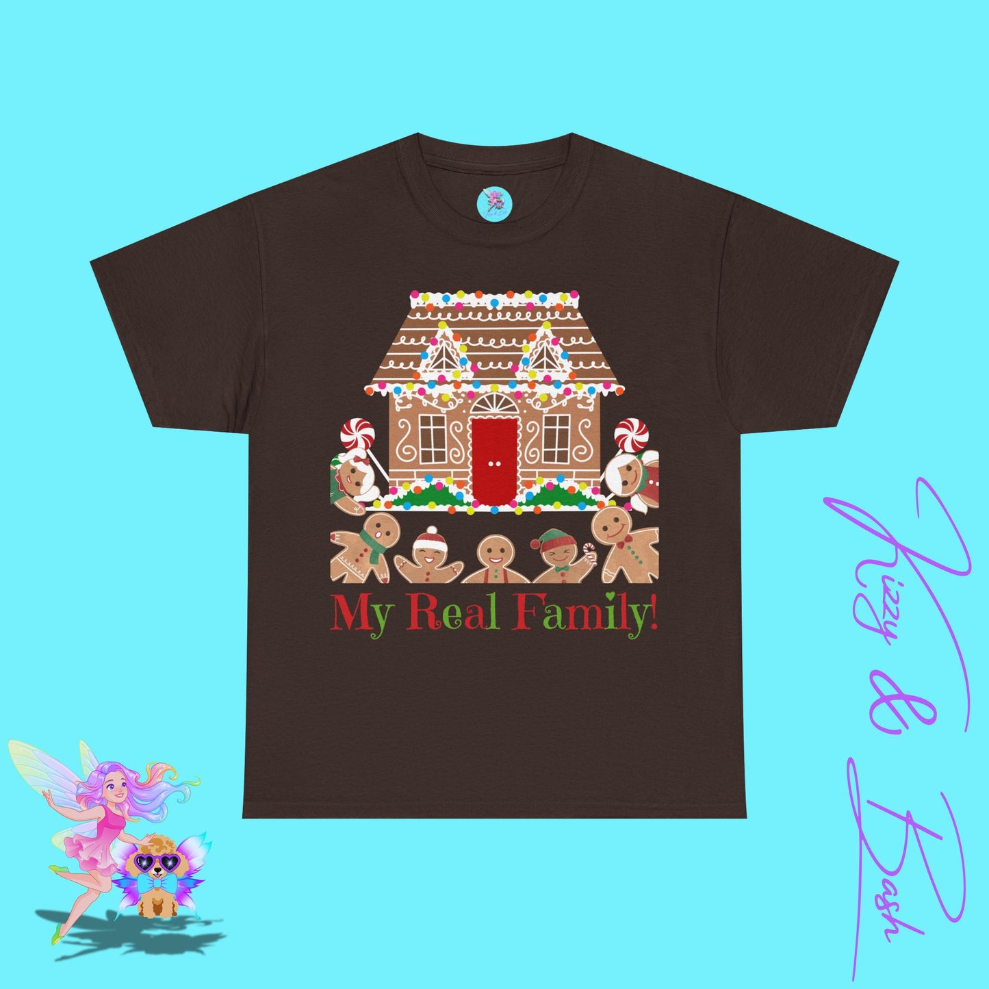 Gingerbread Family T-Shirt for Adults My Real Family Found Family Gift Idea Unique Gingerbread Gift for Gingerbread Lovers White Elephant Gift Exchange Idea Funny Christmas Cookies Tee Unisex Heavy Cotton Tee
