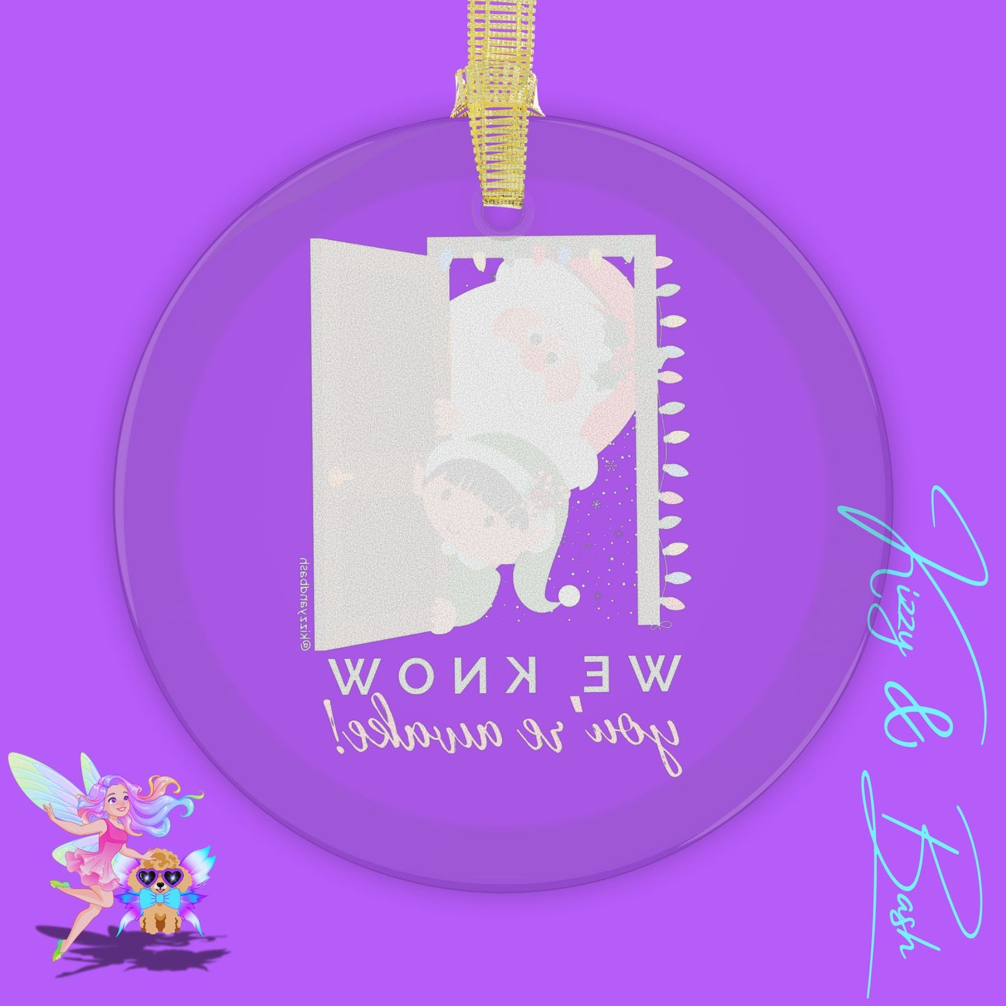 Funny Santa and Elf Ornament Unique Santa Christmas Ornament Funny Christmas Gift for Kids Perfect Gift for the Naughty List Funny Gift for Elf Lovers We Know You're Awake Glass Ornament