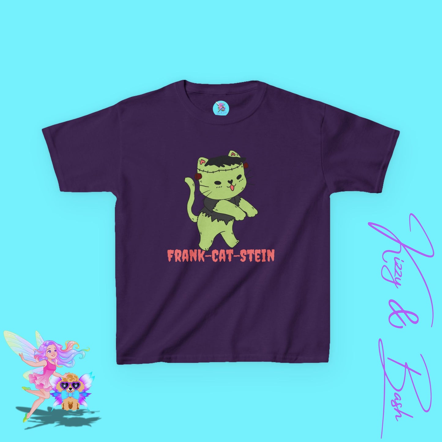 Frankenstein Kitty Cat Halloween Shirt for Kids Cute Cryptidcore Graphic Tee Cryptidcore Sasquatch Halloween Shirt Gift for Cat Lovers Spooky Halloween Gift Tee for Kids Heavy Cotton™ Tee