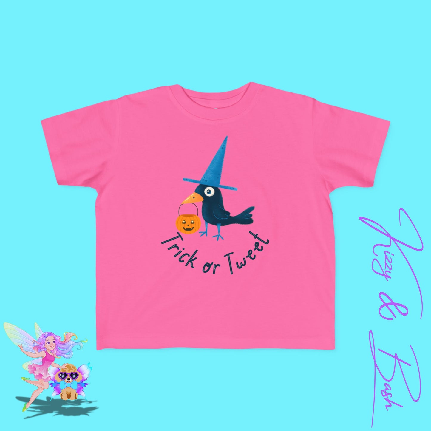 Trick-or-Tweet Black Bird Halloween Shirt for Toddlers Cute and Funny Fall Tee Halloween Gift Idea for Toddlers Halloween Pun Shirt for Toddler's Fine Jersey Tee