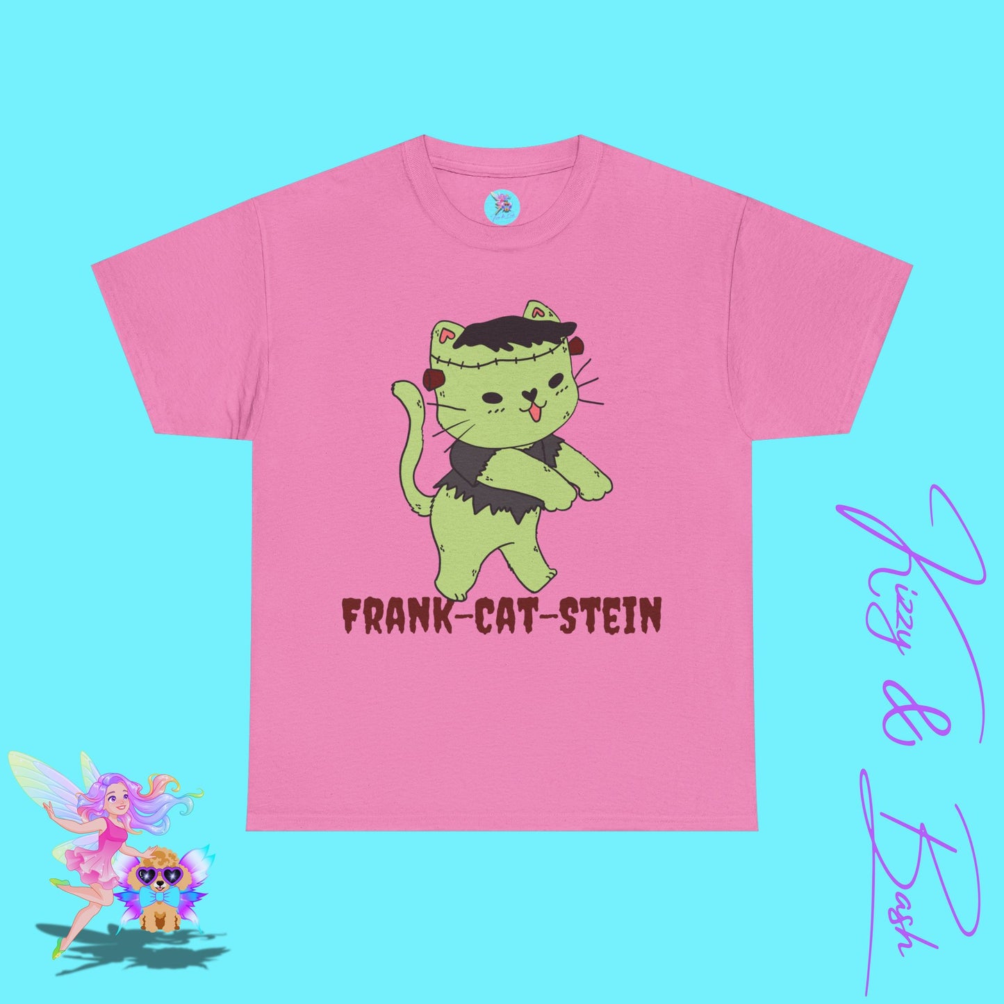 Frankenstein Kitty Cat T-Shirt Cute Halloween Pun Shirt Perfect Halloween Shirt for Cat Lovers Funny Zombie Monster Cat Gift for Cat Mom or Cat Dad Unisex Heavy Cotton Tee