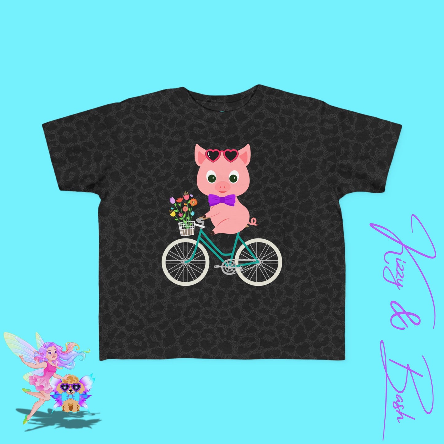Cute Pig Riding a Bicycle T-Shirt for Toddlers Spring Animalcore Tee Unique Farmcore Gift Idea Perfect Gift for Pig Lovers Bicycle Enthusiasts Shirt Funny Animal Shirt for Toddler's Fine Jersey Tee