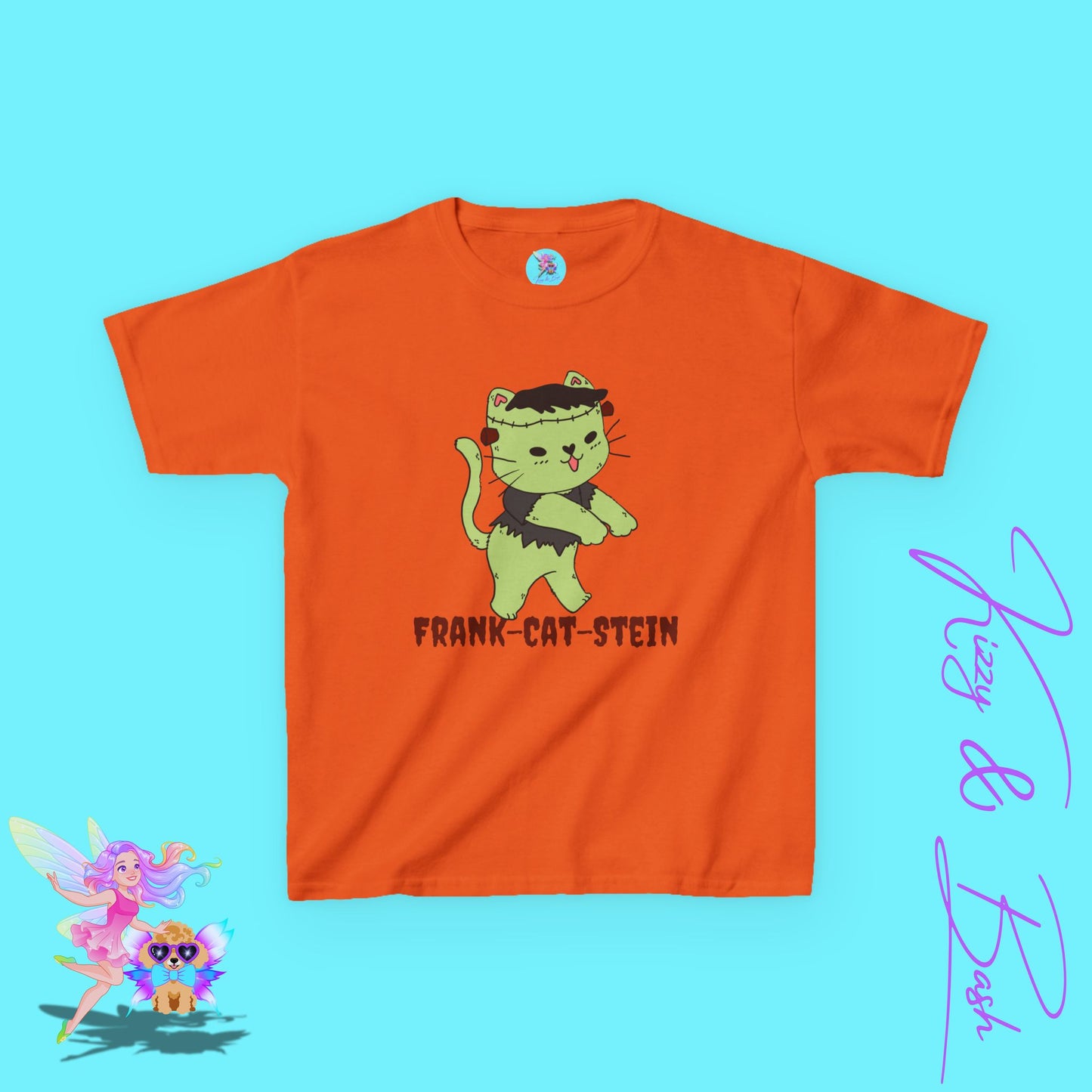 Frankenstein Kitty Cat Halloween Shirt for Kids Cute Cryptidcore Graphic Tee Cryptidcore Sasquatch Halloween Shirt Gift for Cat Lovers Spooky Halloween Gift Tee for Kids Heavy Cotton™ Tee
