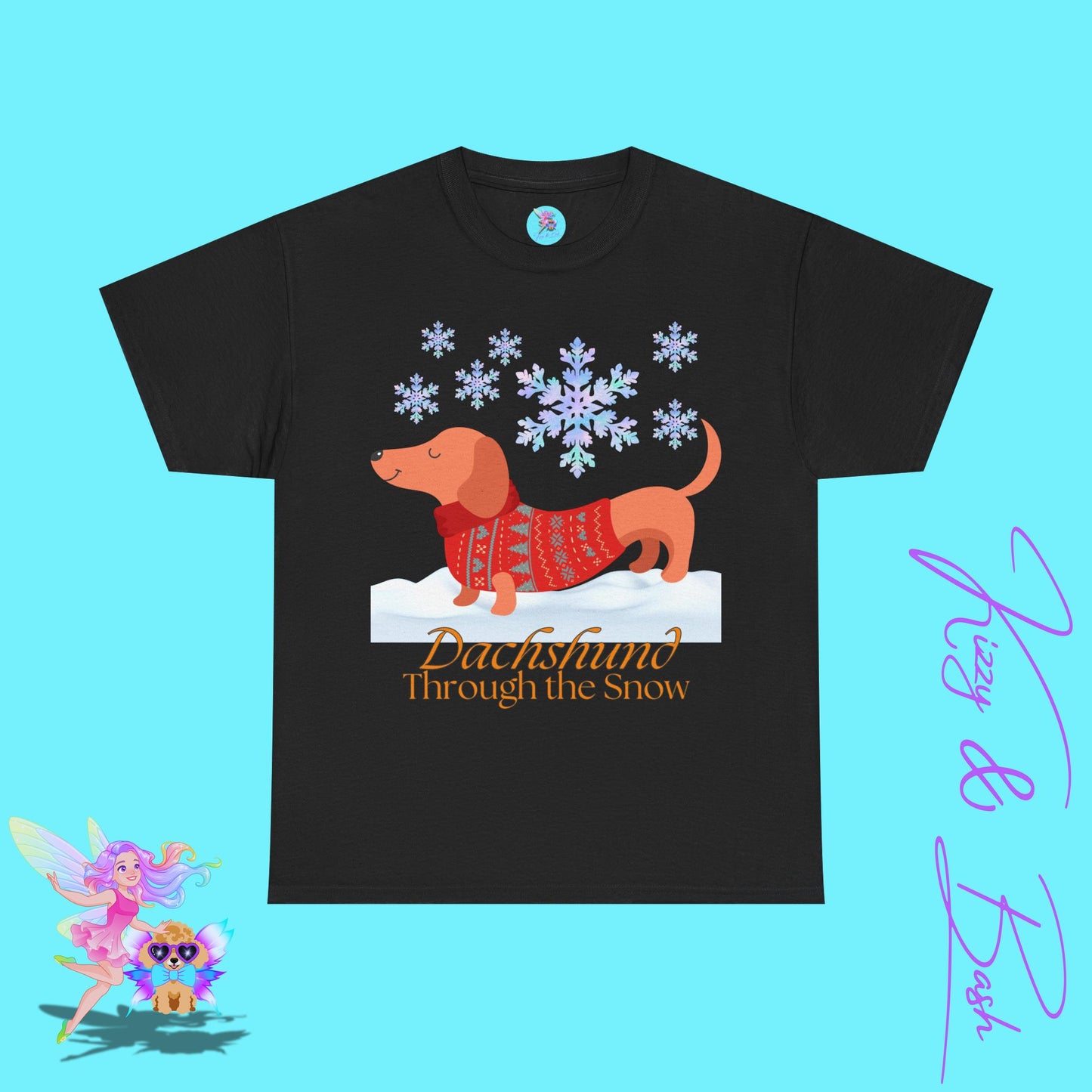 Christmas Wiener Dog T-Shirt for Adults Dachshund Through the Snow Holiday Shirt for Dog Lovers Cute Dog Christmas Shirt Perfect Gift for Pun Lovers Unique Gift for Dog Mom or Dog Dad Unisex Heavy Cotton Tee
