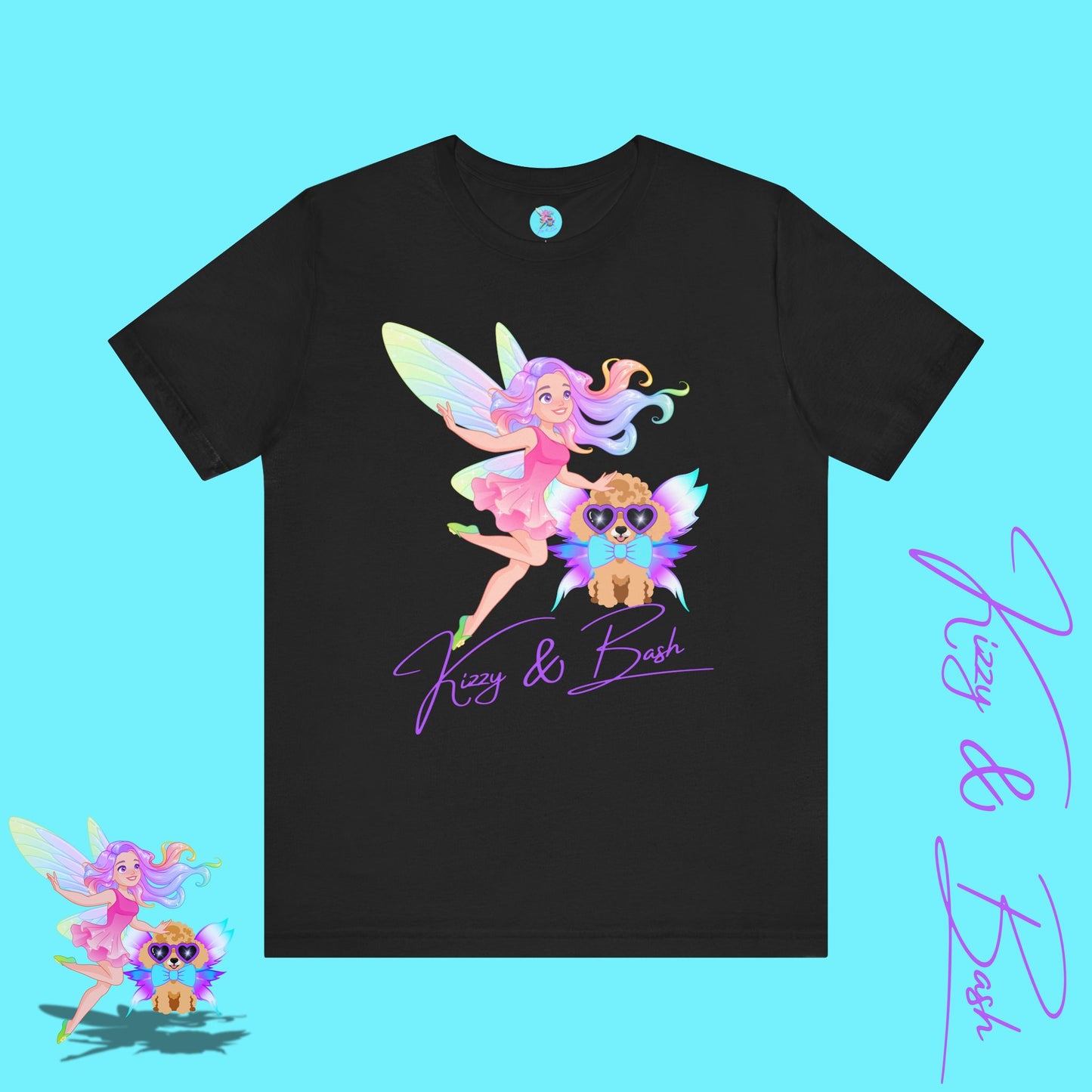 Kizzy & Bash Signature T-Shirt Whimsical Fairy Girl and Toy Poodle Tee Fairycore Aesthetic Shirt Dog Lover Gift Adult Unisex Jersey Short Sleeve Tee