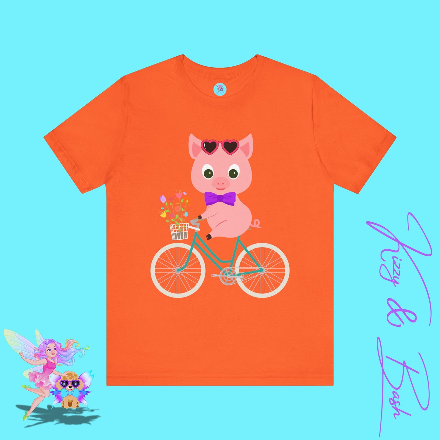 Cute Pig on Bicycle T-Shirt Whimsical Farmcore Graphic Tee Spring Piggy Shirt Gift for Pig Lovers Cute Farm Animal Shirt Spring Gift for Friends and Family Adult Unisex Jersey Short Sleeve Tee