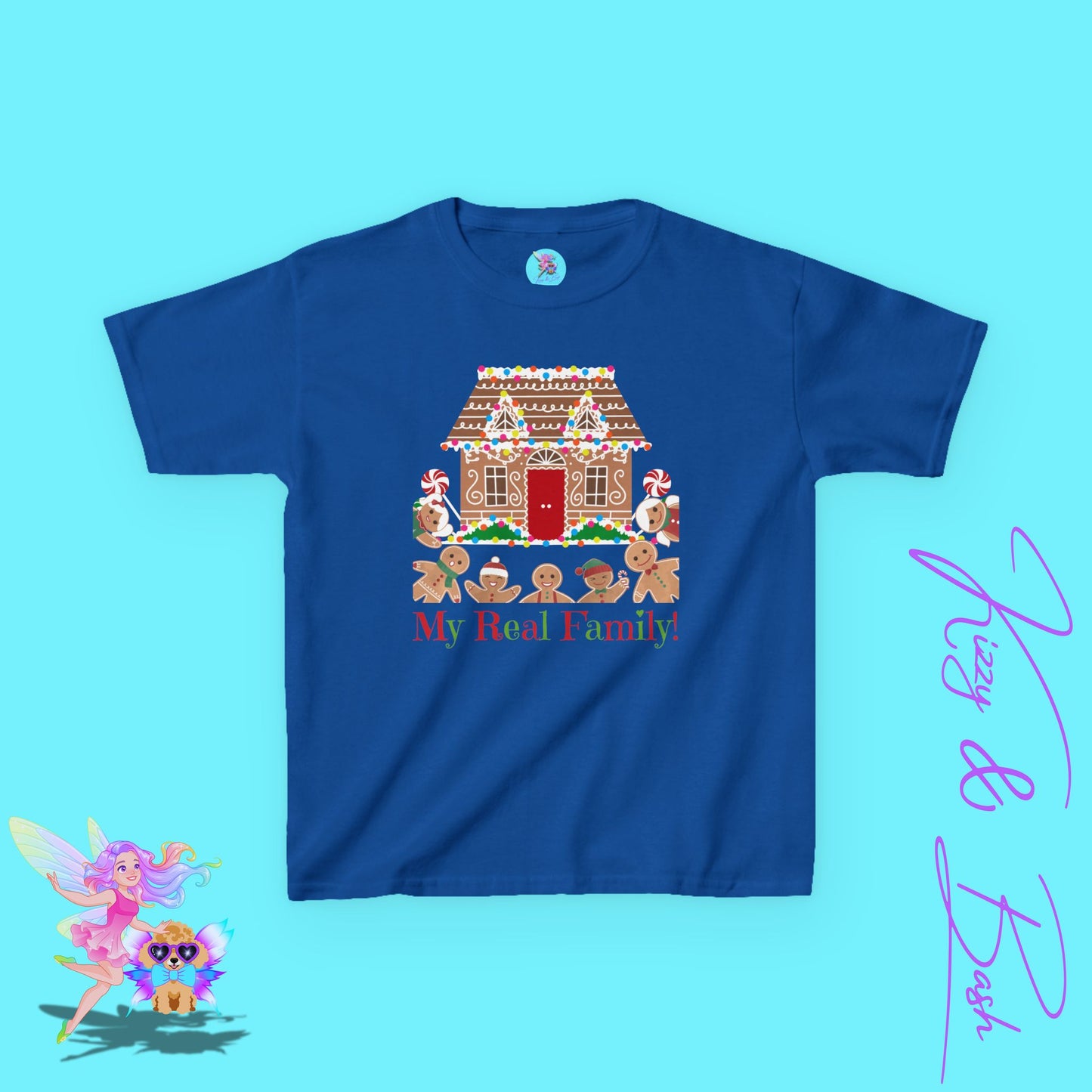Gingerbread Family Christmas Shirt for Kids My Real Family Holiday T-Shirt Funny Christmas Shirt Gift for Gingerbread Lovers Christmas Cookies Shirt for Kids Heavy Cotton™ Tee