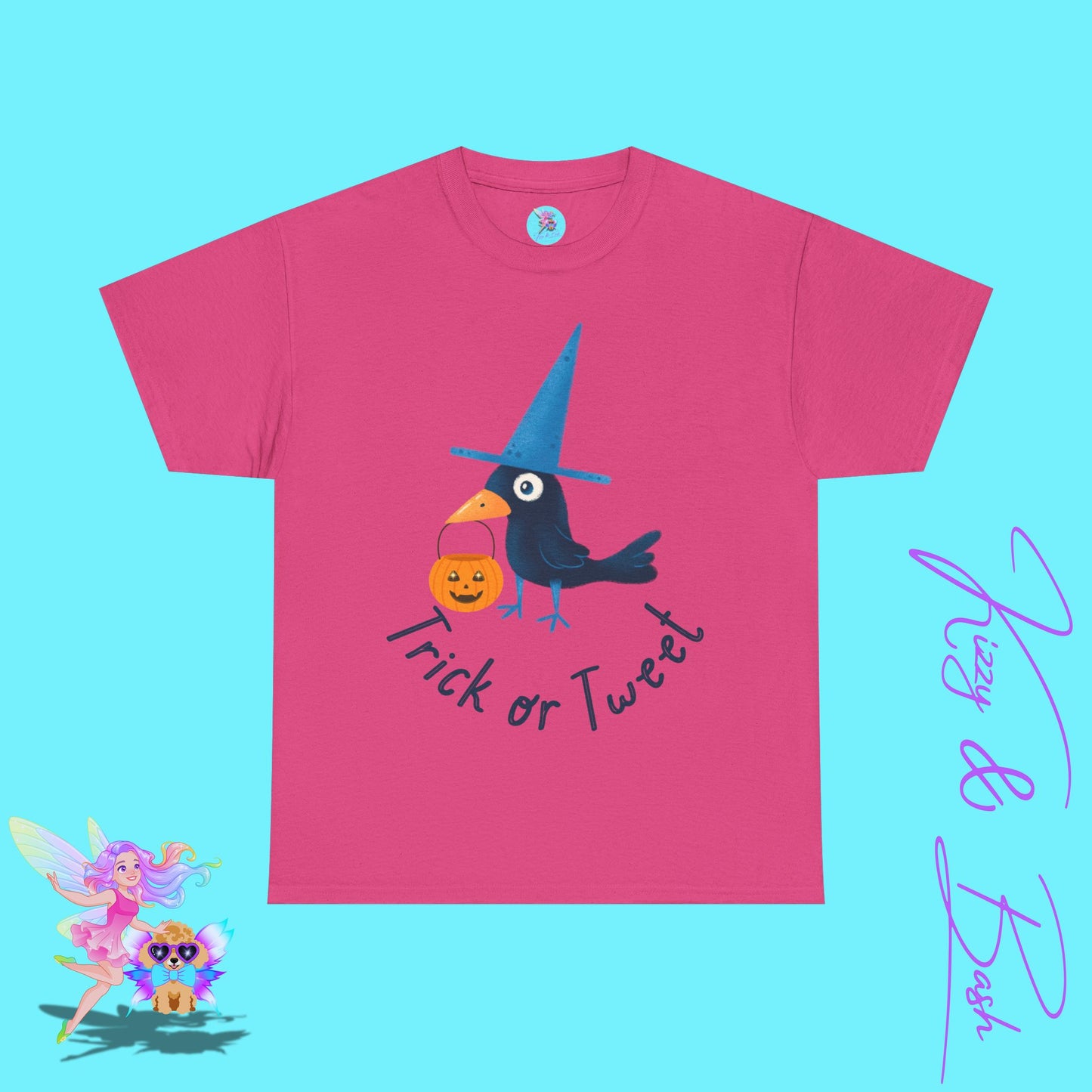 Halloween Black Bird Trick-or-Treat Shirt Punny Halloween T-Shirt for Him or Her Trick-or-Tweet Pun Tee Funny Halloween Gift Idea Cute Raven Tee Fun Crow Shirt Unique Halloween Gift Idea Unisex Heavy Cotton Tee