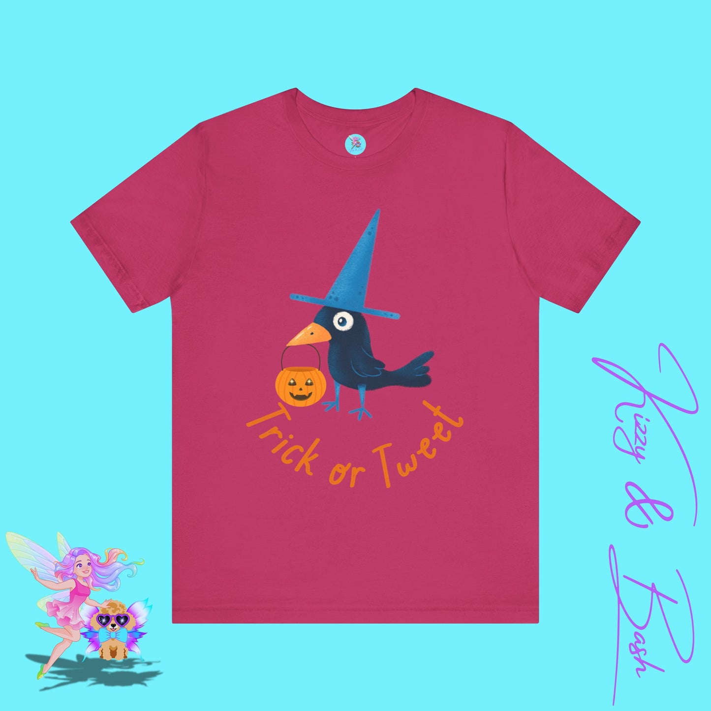 Funny Trick-or-Tweet Halloween Shirt for Adults Cute Black Bird with Jack-o’-Lantern Funny Halloween Pun T-Shirt Raven Lover Gift Adult Unisex Jersey Short Sleeve Tee Halloween Gift for Him or Her