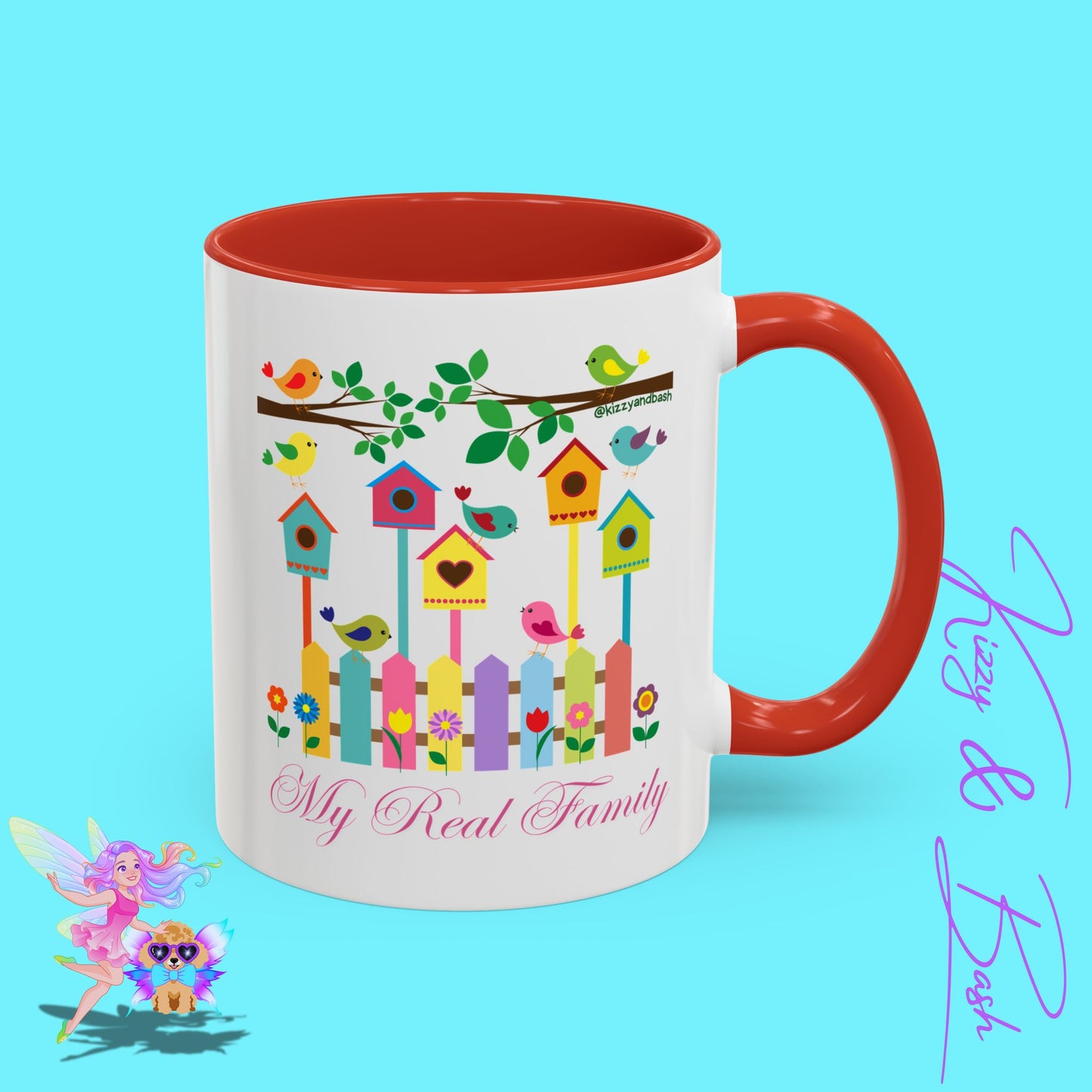 Perfect Bird Lover Coffee Mug Colorful Birds Mug Unique Nature Lover Mug Gift for Birdwatchers Found Family Gift Idea My Real Family Accent Coffee Mug - 11, 15oz