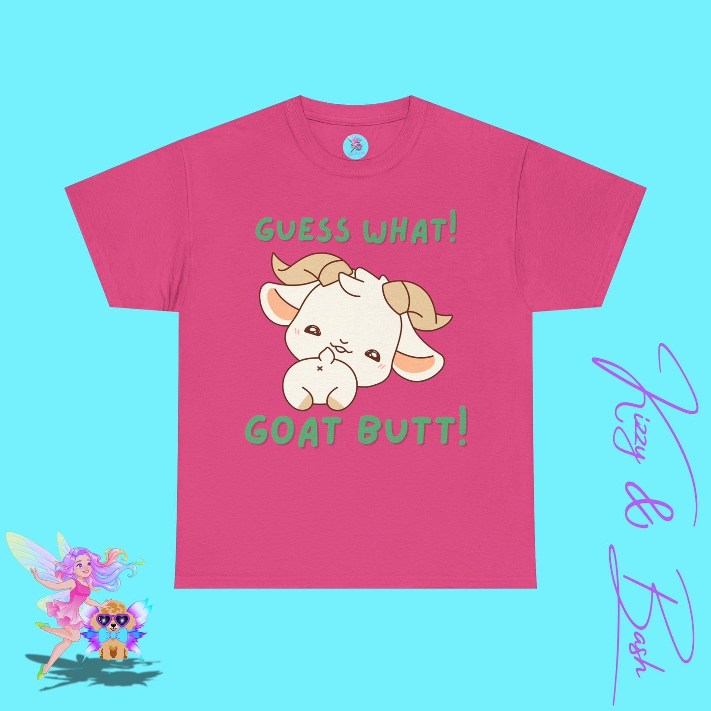 Guess What Goat Butt T-Shirt Funny Goat Shirt Hilarious Farmcore Gift Idea Funny Farm Animal Shirt Cute Animal Humor Graphic Tee for Adults Unique Gift for Goat Lovers Unisex Heavy Cotton Tee