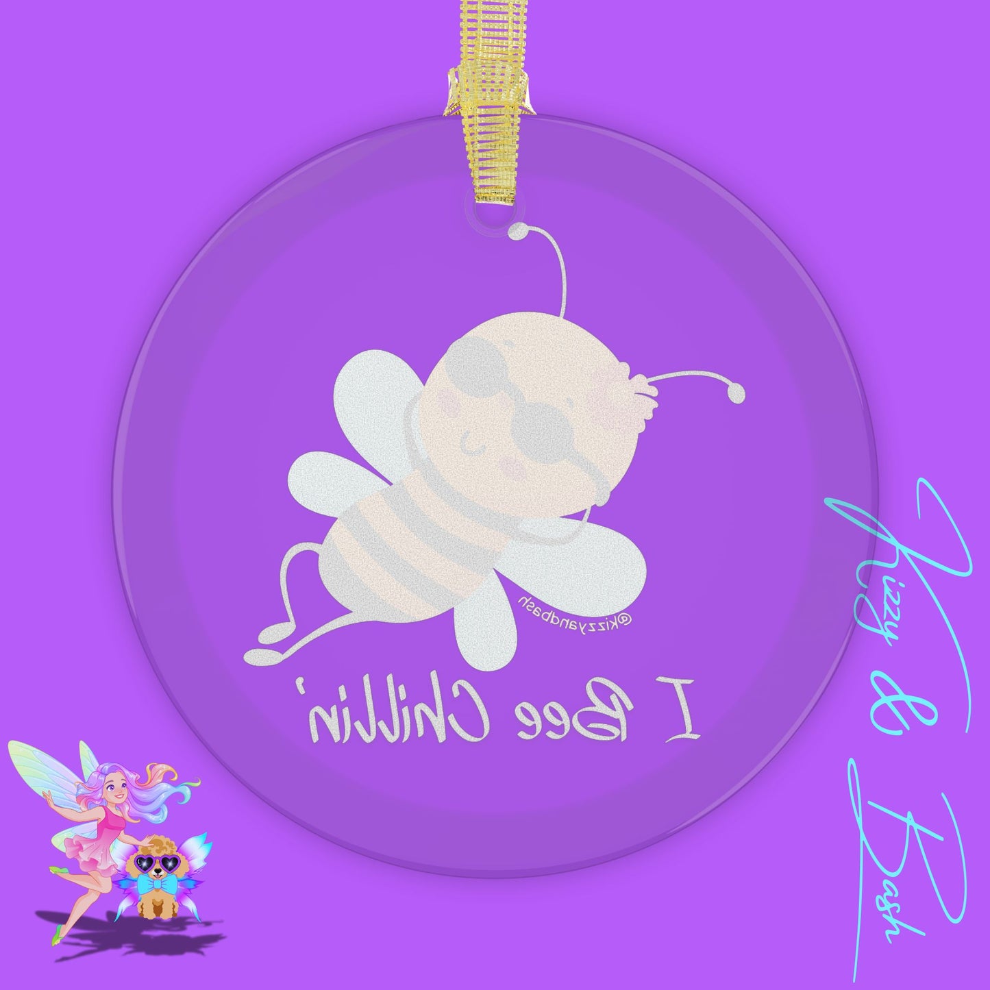 Funny Honey Bee Ornament I Bee Chillin' Glass Ornament Bee Lover Christmas Gift Chill Vibes Only Gift Idea Unique Bee Gift for Bee Lovers Perfect Gift for Beekeepers Cute Bee Christmas Ornament