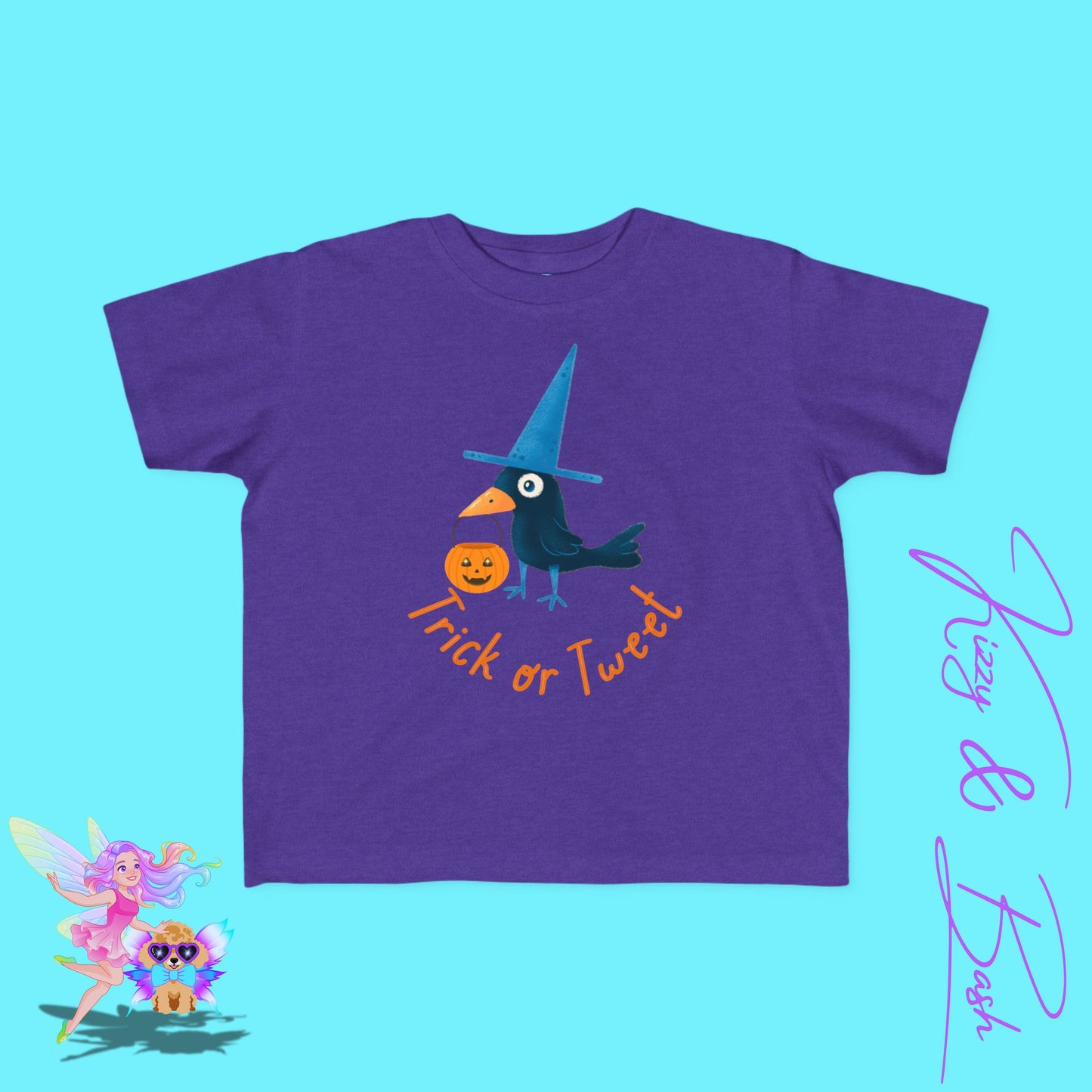 Trick-or-Tweet Black Bird Halloween Shirt for Toddlers Cute and Funny Fall Tee Halloween Gift Idea for Toddlers Halloween Pun Shirt for Toddler's Fine Jersey Tee