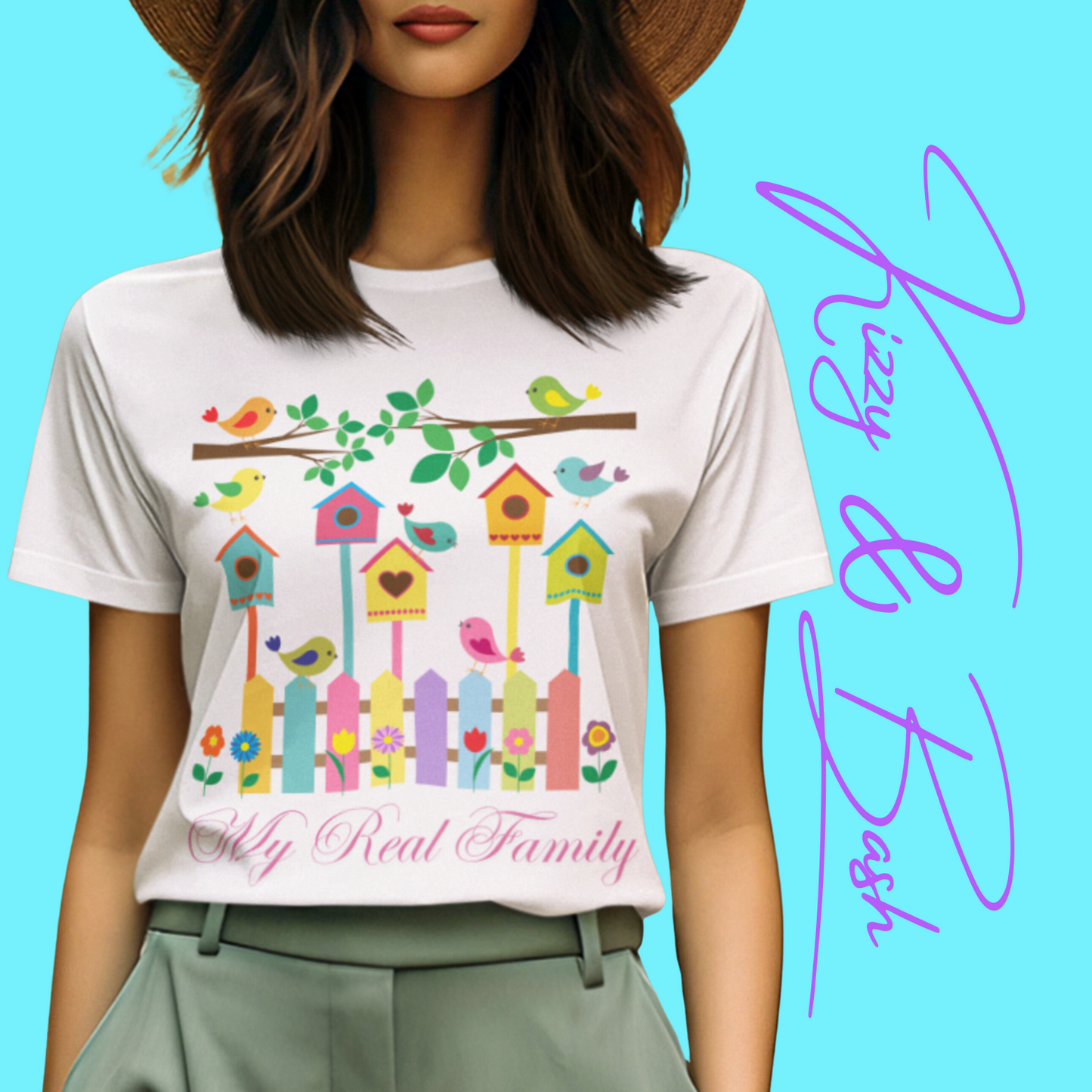Colorful Spring Birds T-Shirt My Real Family Gift Cute Spring Gift for Bird Lovers Naturecore Graphic Tee Nature Lover Gift Chosen Family My Tribe Adult Unisex Jersey Short Sleeve Tee