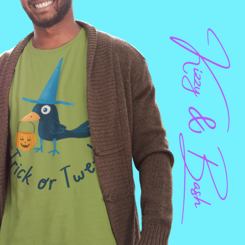 Halloween Black Bird Trick-or-Treat Shirt Punny Halloween T-Shirt for Him or Her Trick-or-Tweet Pun Tee Funny Halloween Gift Idea Cute Raven Tee Fun Crow Shirt Unique Halloween Gift Idea Unisex Heavy Cotton Tee