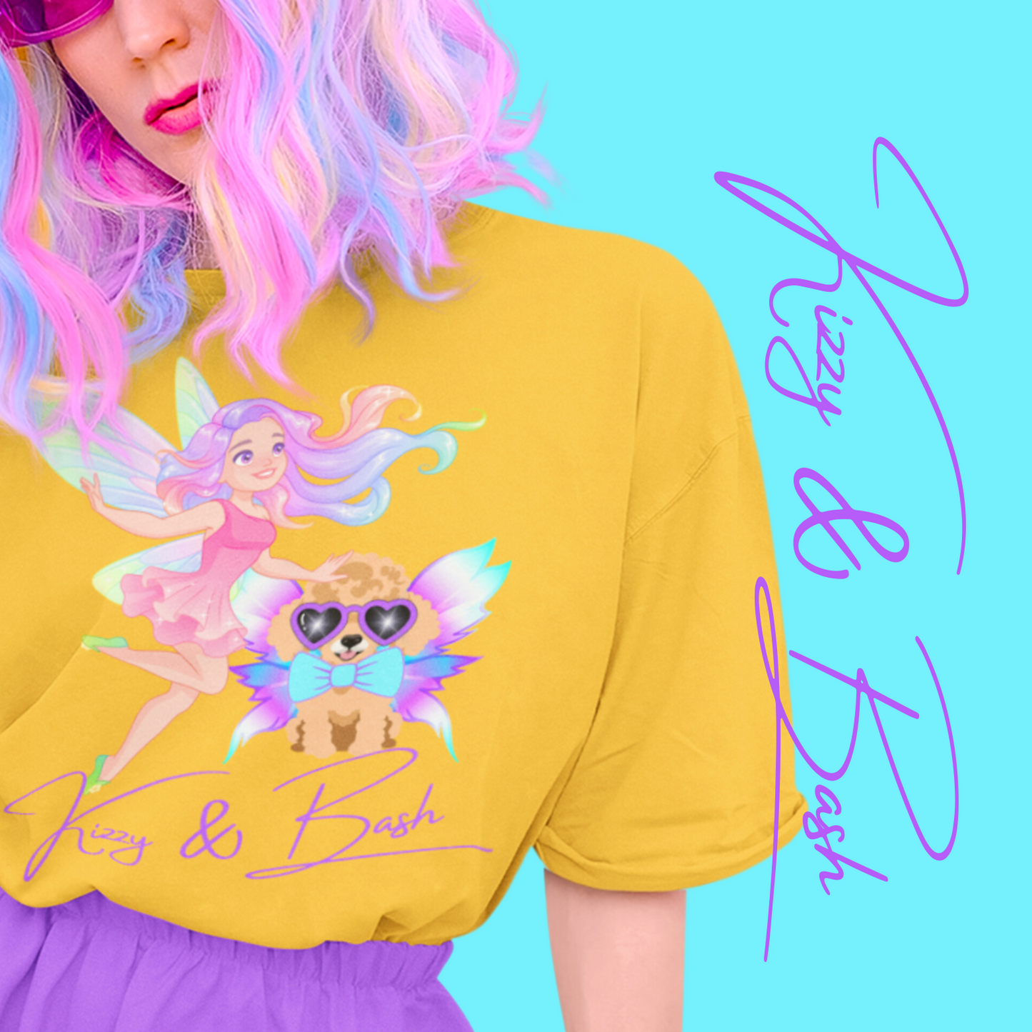 Kizzy & Bash Signature Shirt Unique Fairycore Gift Idea Colorful Fairy and Toy Poodle Fairy Shirt Fun Shirt for Dog Mom Perfect Gift for Fairy Lovers Beautiful Fairy Shirt Poodle Lover Gift Unisex Heavy Cotton Tee