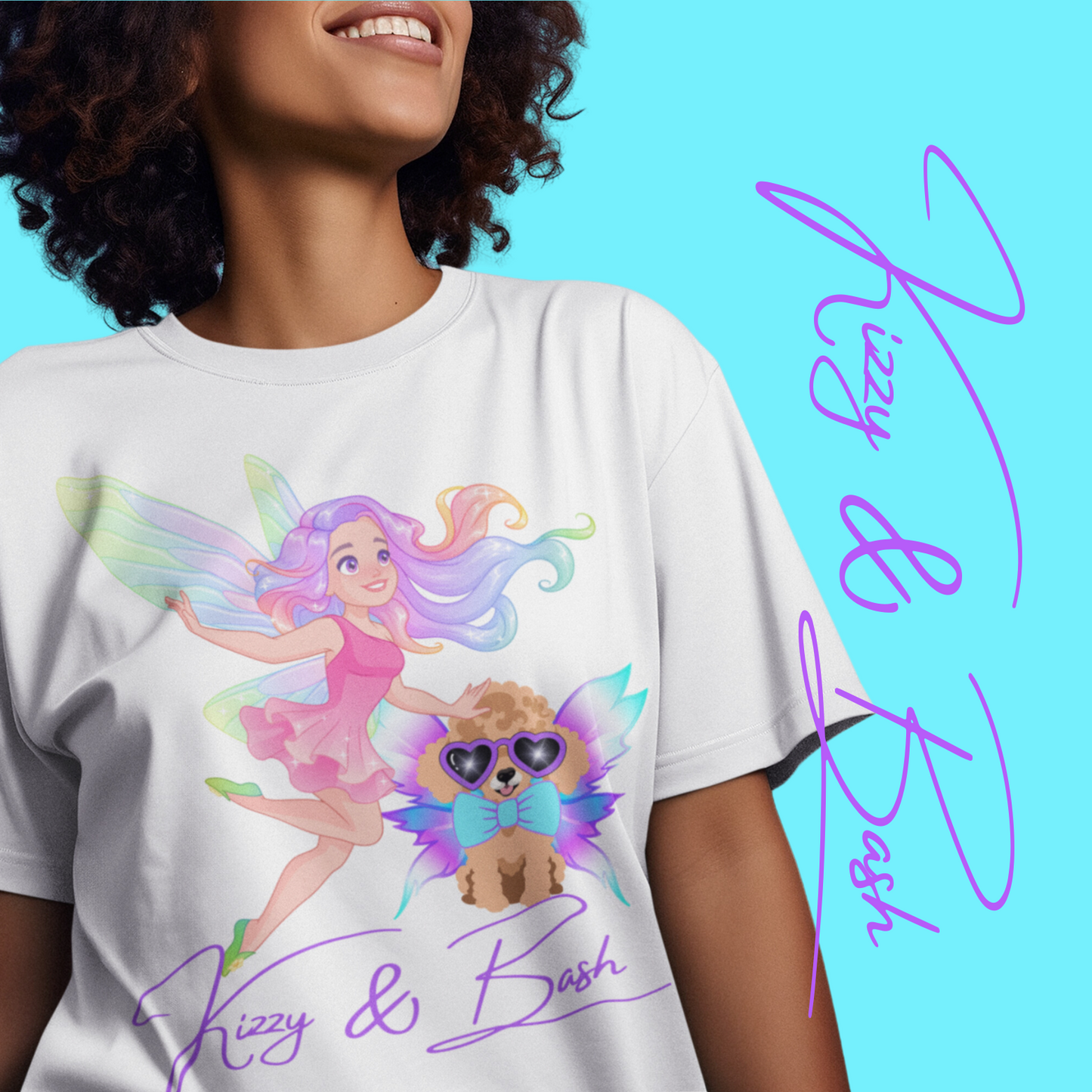Kizzy & Bash Signature Shirt Unique Fairycore Gift Idea Colorful Fairy and Toy Poodle Fairy Shirt Fun Shirt for Dog Mom Perfect Gift for Fairy Lovers Beautiful Fairy Shirt Poodle Lover Gift Unisex Heavy Cotton Tee